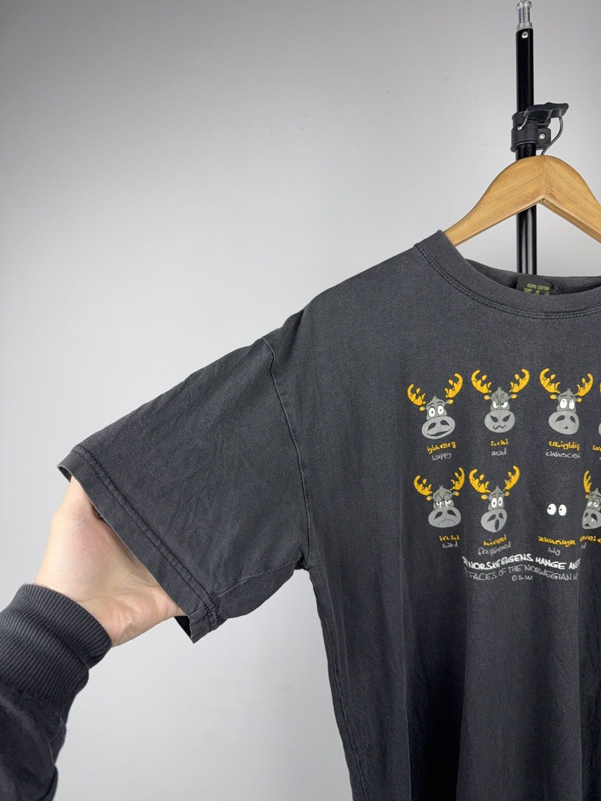 Vintage 90s Vintage Norwegian Moose Graphic T-Shirt Funny XL Y2K Size US L / EU 52-54 / 3 - 3 Thumbnail