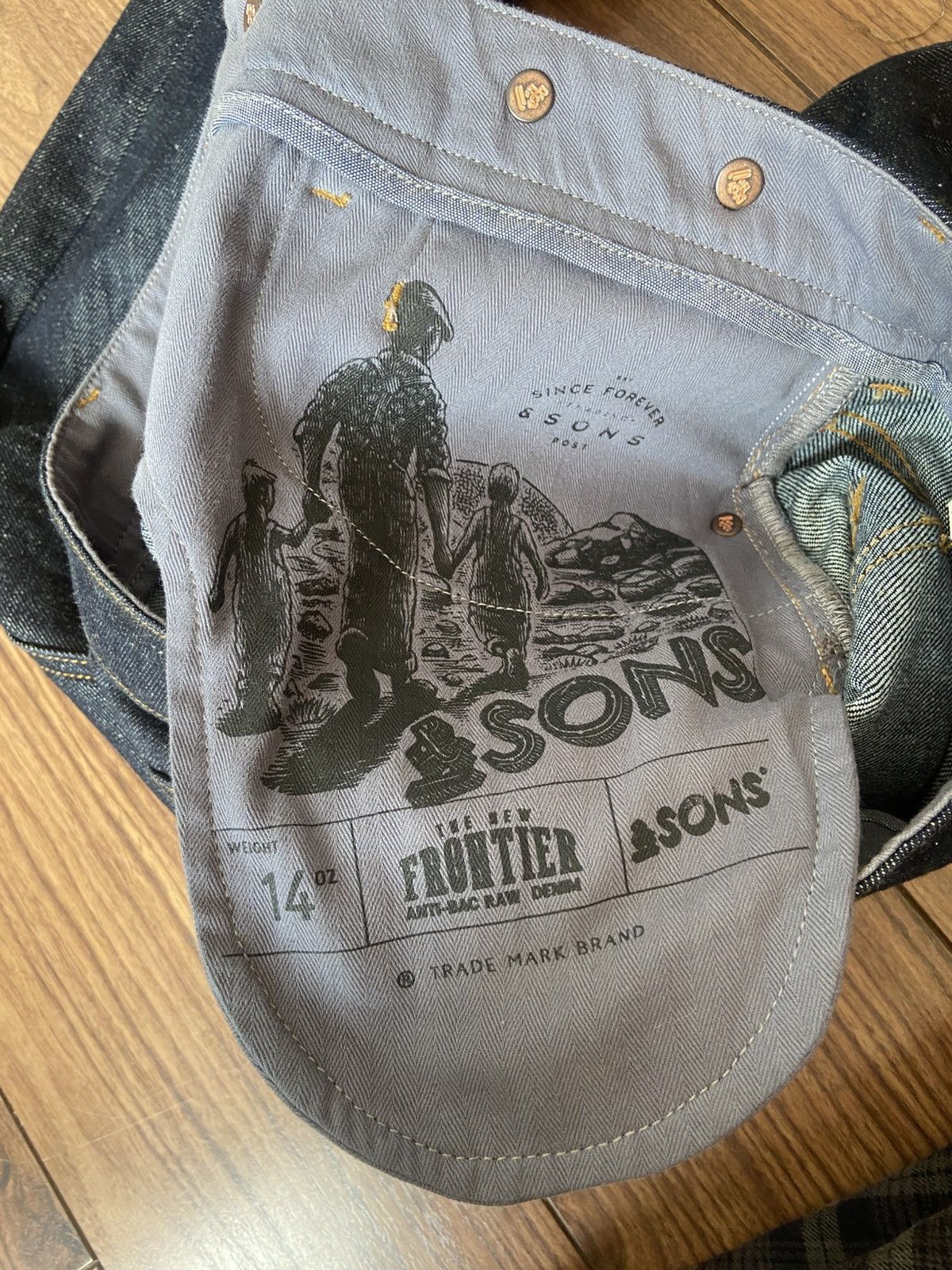 &SONS &SONS The New Frontier 14Oz Selvedge Raw Denim Jeans Size US 30 / EU 46 - 6 Thumbnail