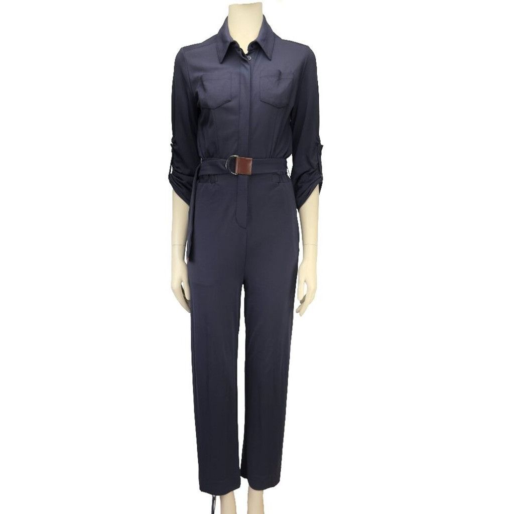 Other MARC CAIN Preppy Polo Collar Belted Stretch Navy Jumpsuit S Size 26" / US 2 / IT 38 - 3 Thumbnail