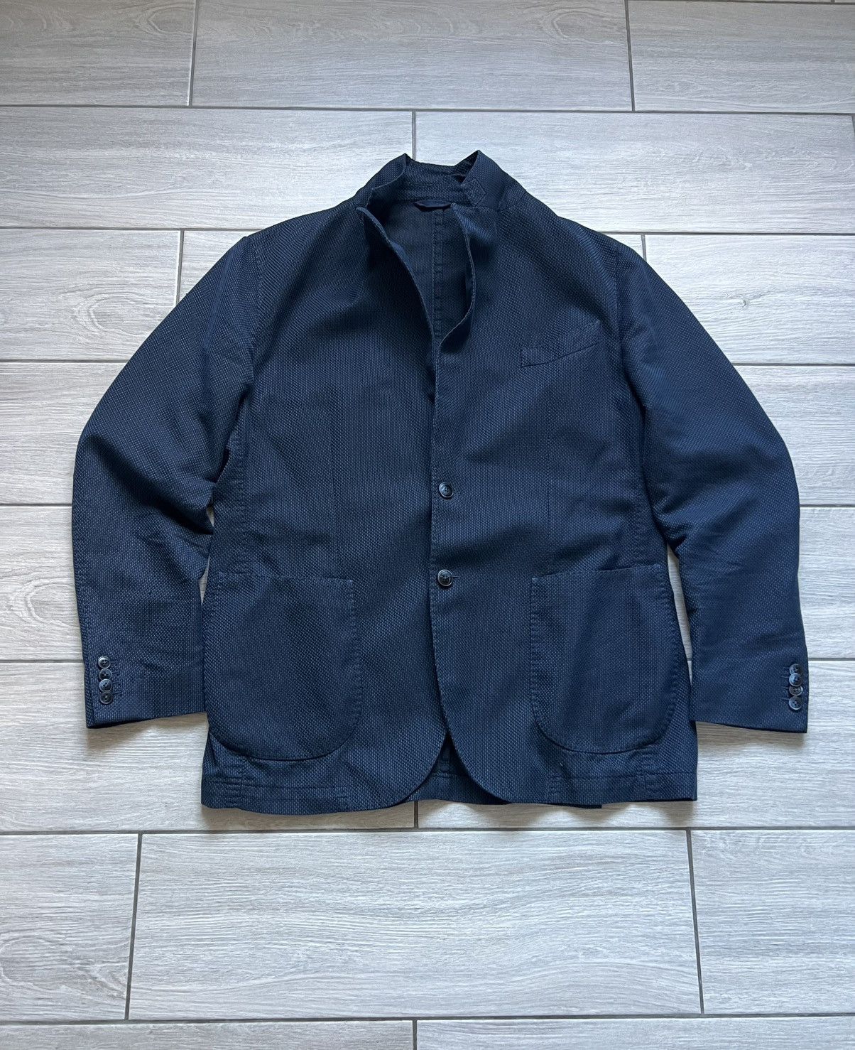 L.B.M. 1911 L.B.M. 1911 Texture Blue Blazer 54r Large Size 54R - 5 Thumbnail