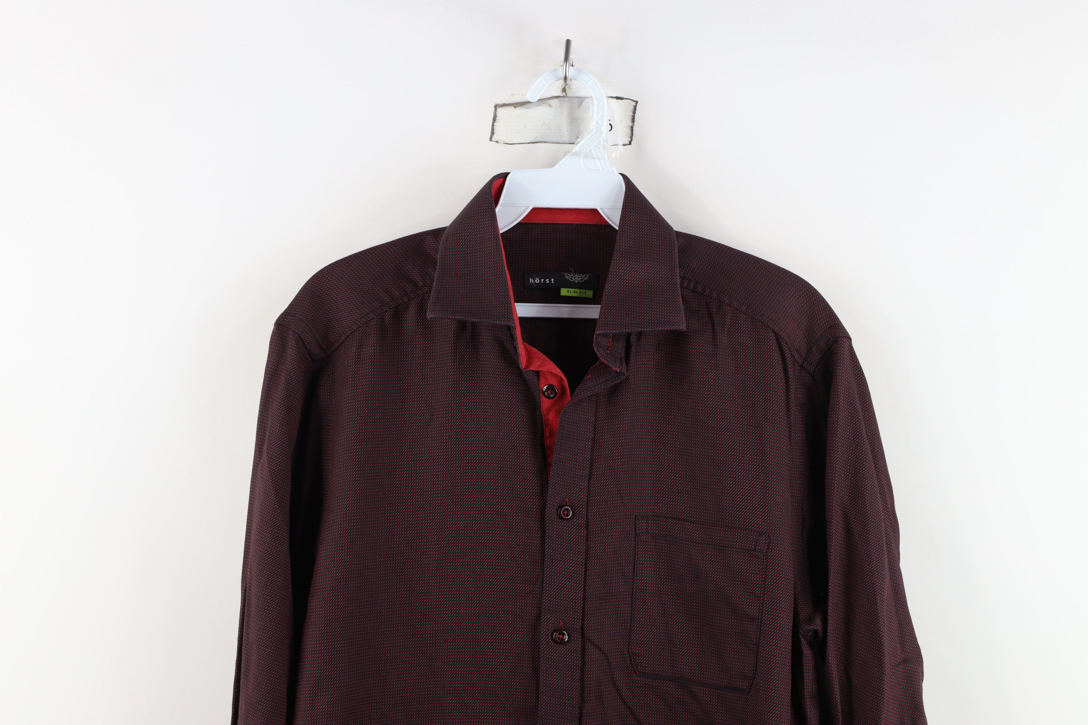 Vintage Horst Distressed Polka Dot Collared Button Shirt Red Cotton Size US M / EU 48-50 / 2 - 2 Thumbnail