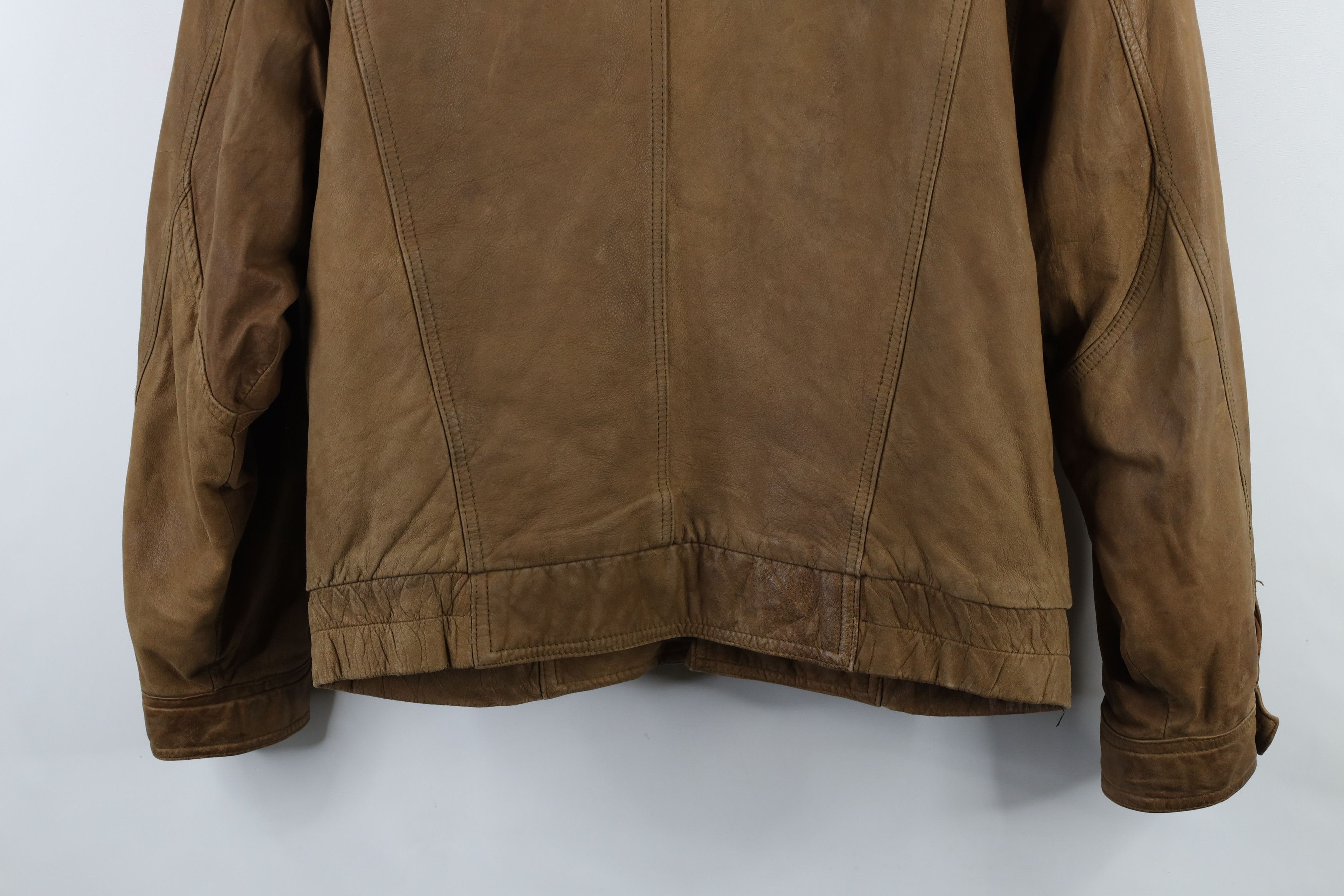Vintage Vintage 90s Streetwear Leather Full Zip Bomber Flight Jacket Size US XL / EU 56 / 4 - 18 Thumbnail