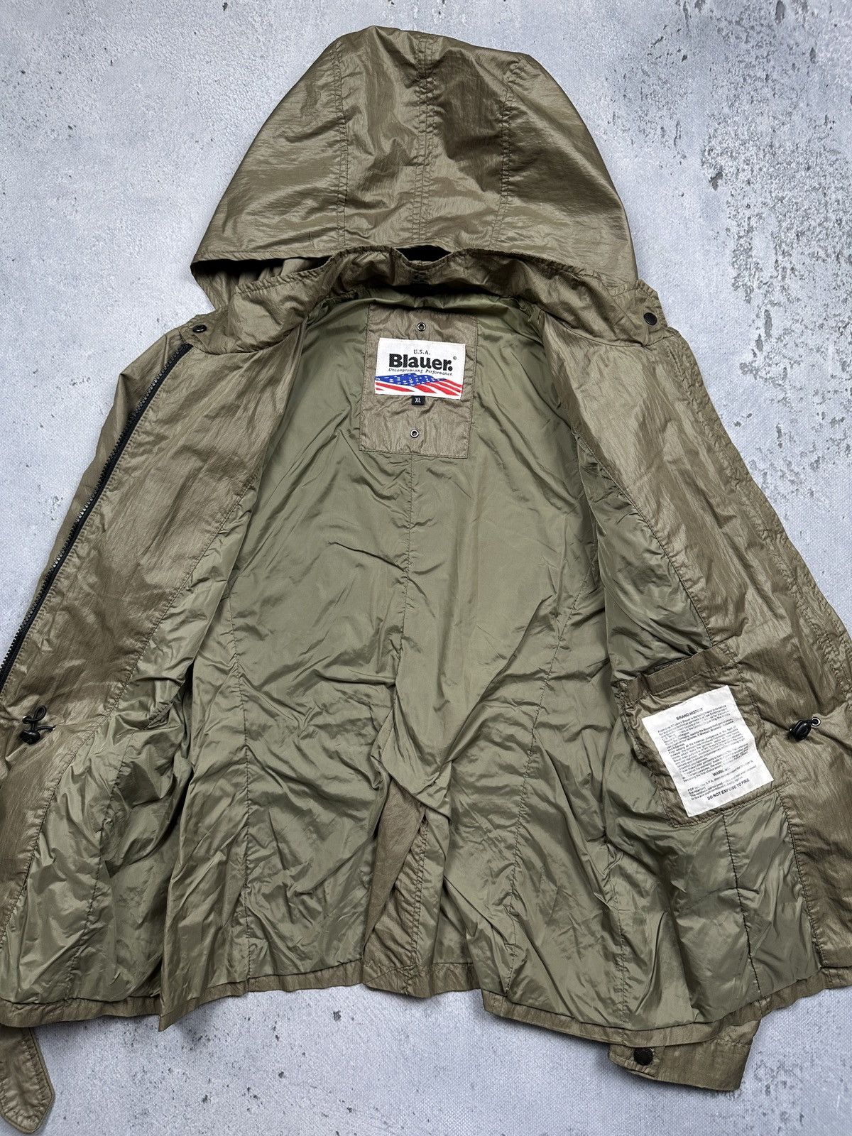 Alpha Industries Blauer USA Military-Style Hooded Belted Nylon Jacket 90s y2k Size XL / US 12-14 / IT 48-50 - 5 Thumbnail