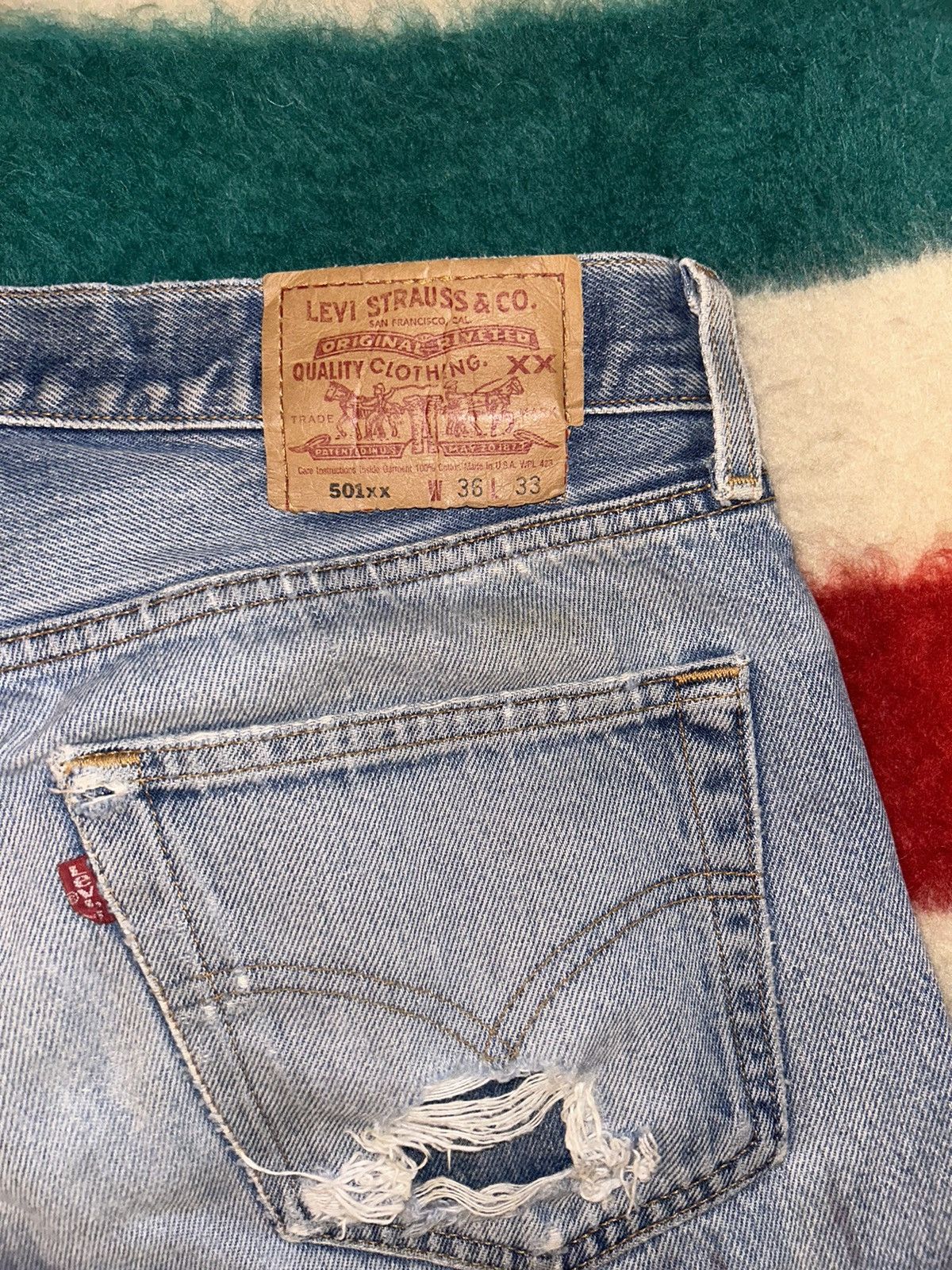 Levi's × Levi's Vintage Clothing vintage levi’s patched rip jeans Size US 34 / EU 50 - 3 Thumbnail