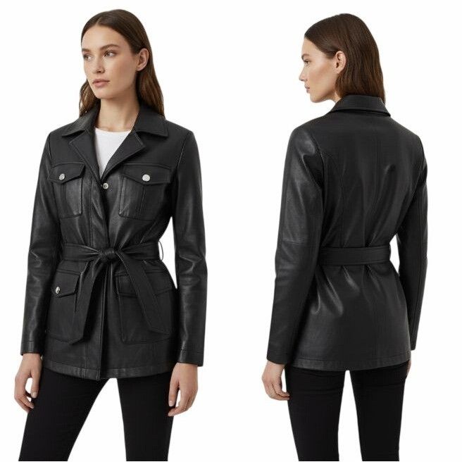 Other Bagatelle Faux Leather Utility Jacket Women's S Black Belted Size S / US 4 / IT 40 - 1 Thumbnail