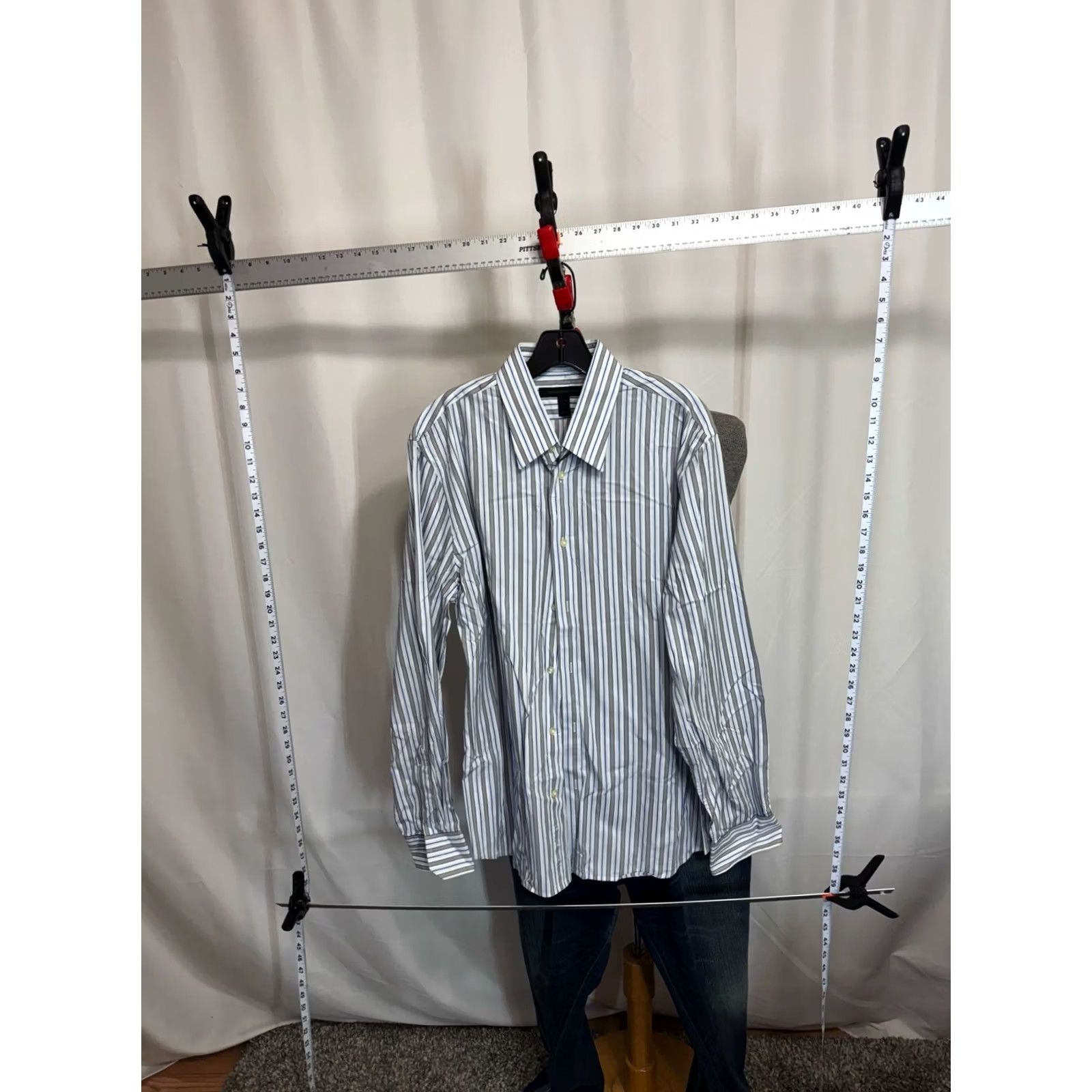 Express Express Shirt L Express Gray Blue Stripe Long Sleeve Large L Mens Size US L / EU 52-54 / 3 - 3 Thumbnail