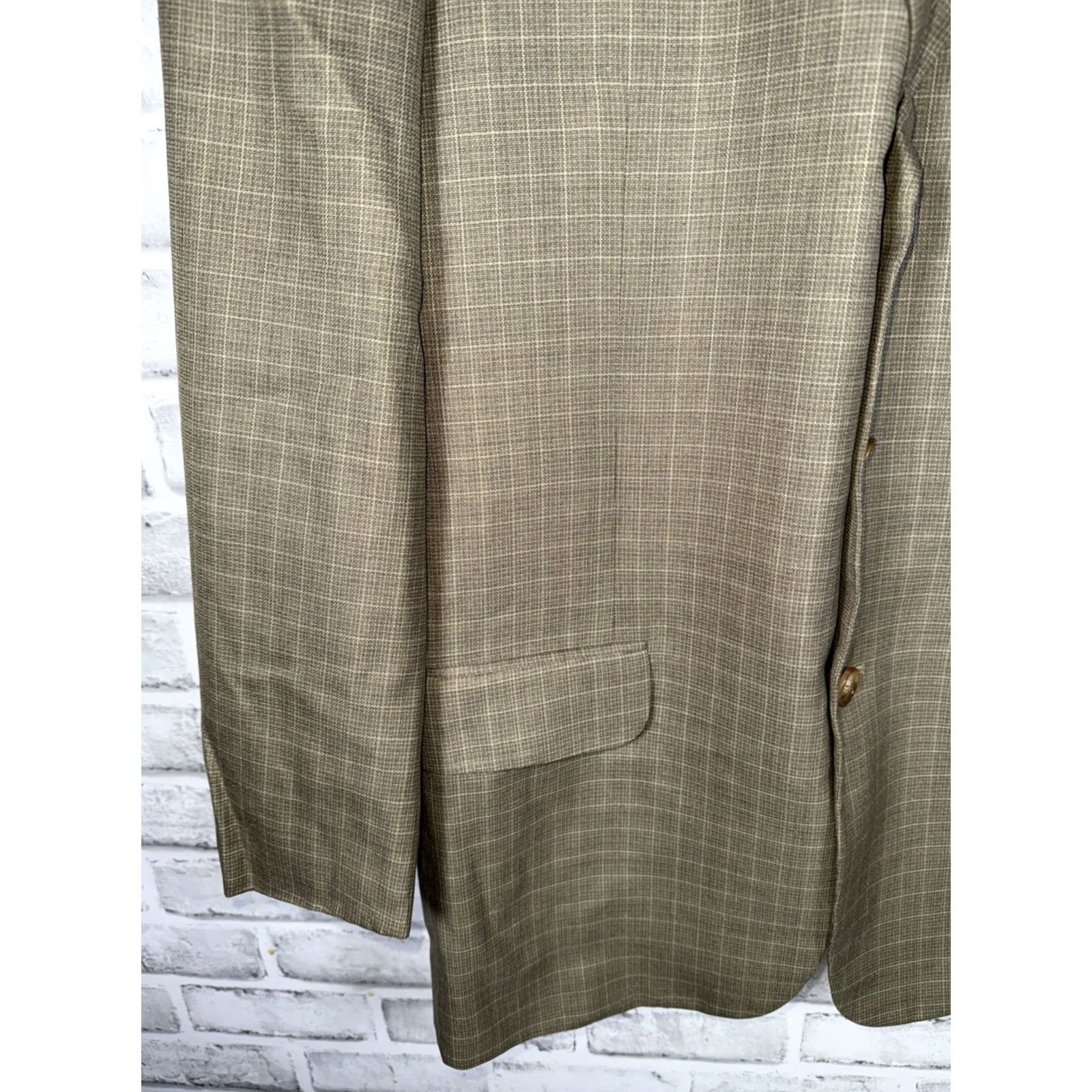 Ermenegildo Zegna Ermenegildo Zegna Sport Coat Mens 40 Tan Silk Wool Plaid 3-button Size US XXS / EU 40 - 4 Thumbnail