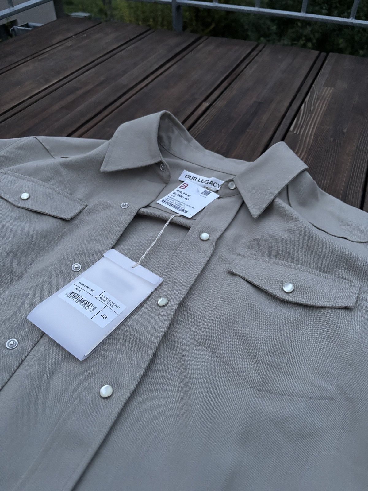 Our Legacy Our Legacy Frontier Shirt Lucid Pistachio Rural Wool Size US M / EU 48-50 / 2 - 5 Thumbnail
