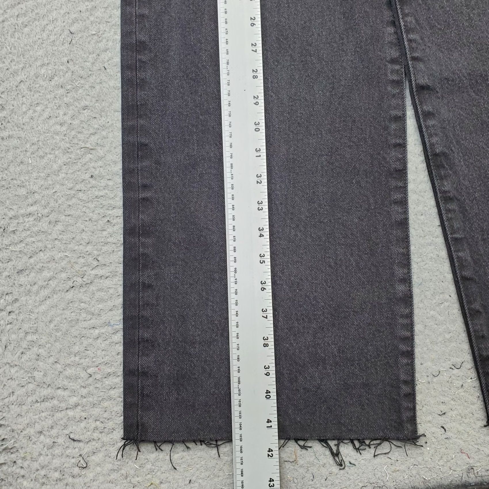 Express Express Jeans Womens 6R Black Denim Stretch High Rise Distressed Wide Leg Size 28" / US 6 / IT 42 - 3 Thumbnail