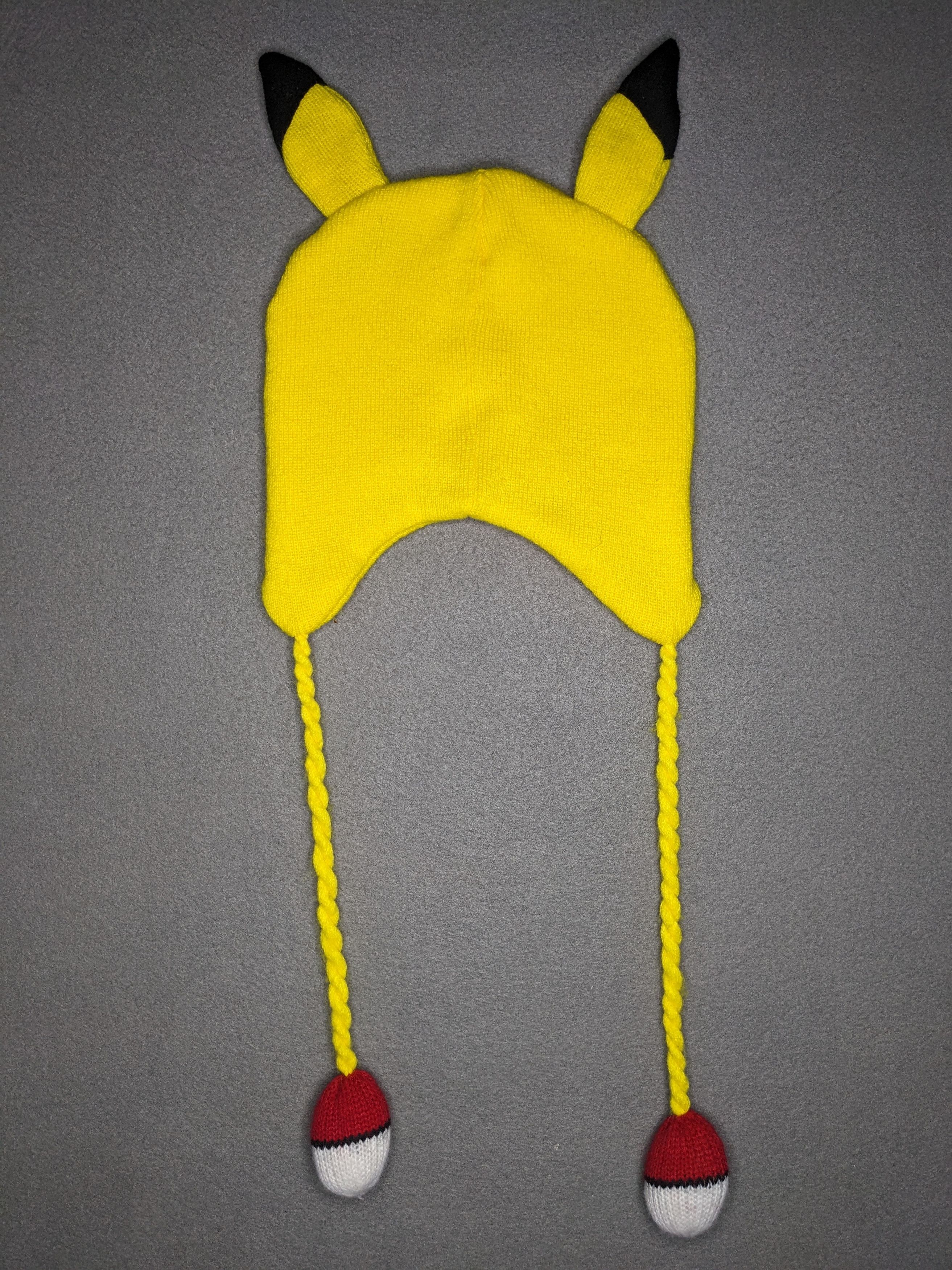 Pokemon Pokemon Pikachu Beanie Laplander Hat Ears Pokeball Tassles Size ONE SIZE - 6 Thumbnail