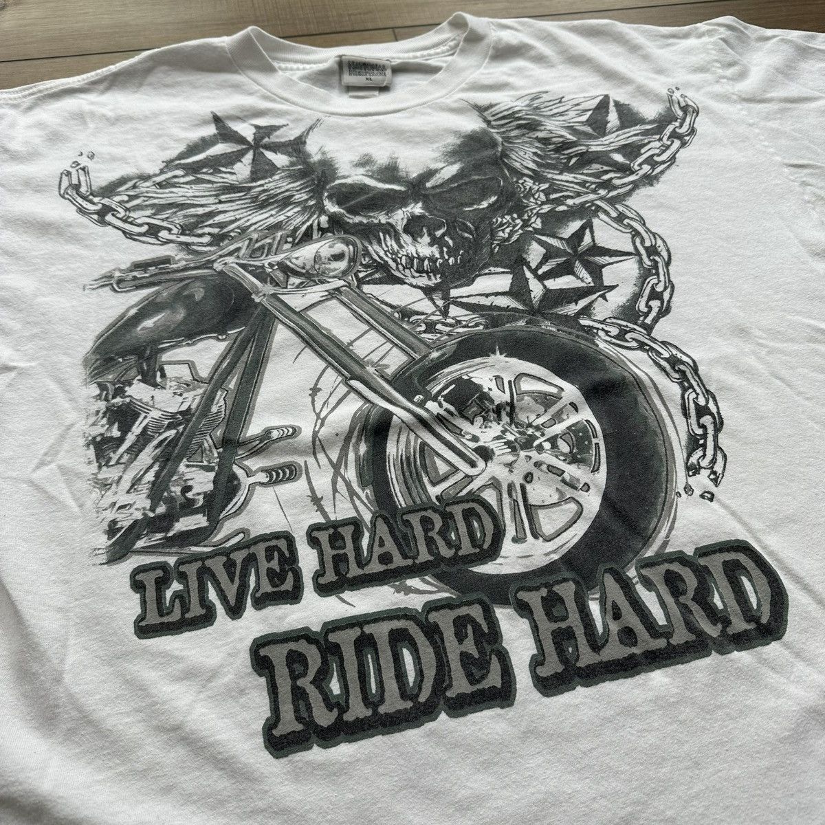 Other Vintage 2000s Y2K Live Hard Ride Hard Biker Graphic Tee Size US XL / EU 56 / 4 - 7 Thumbnail