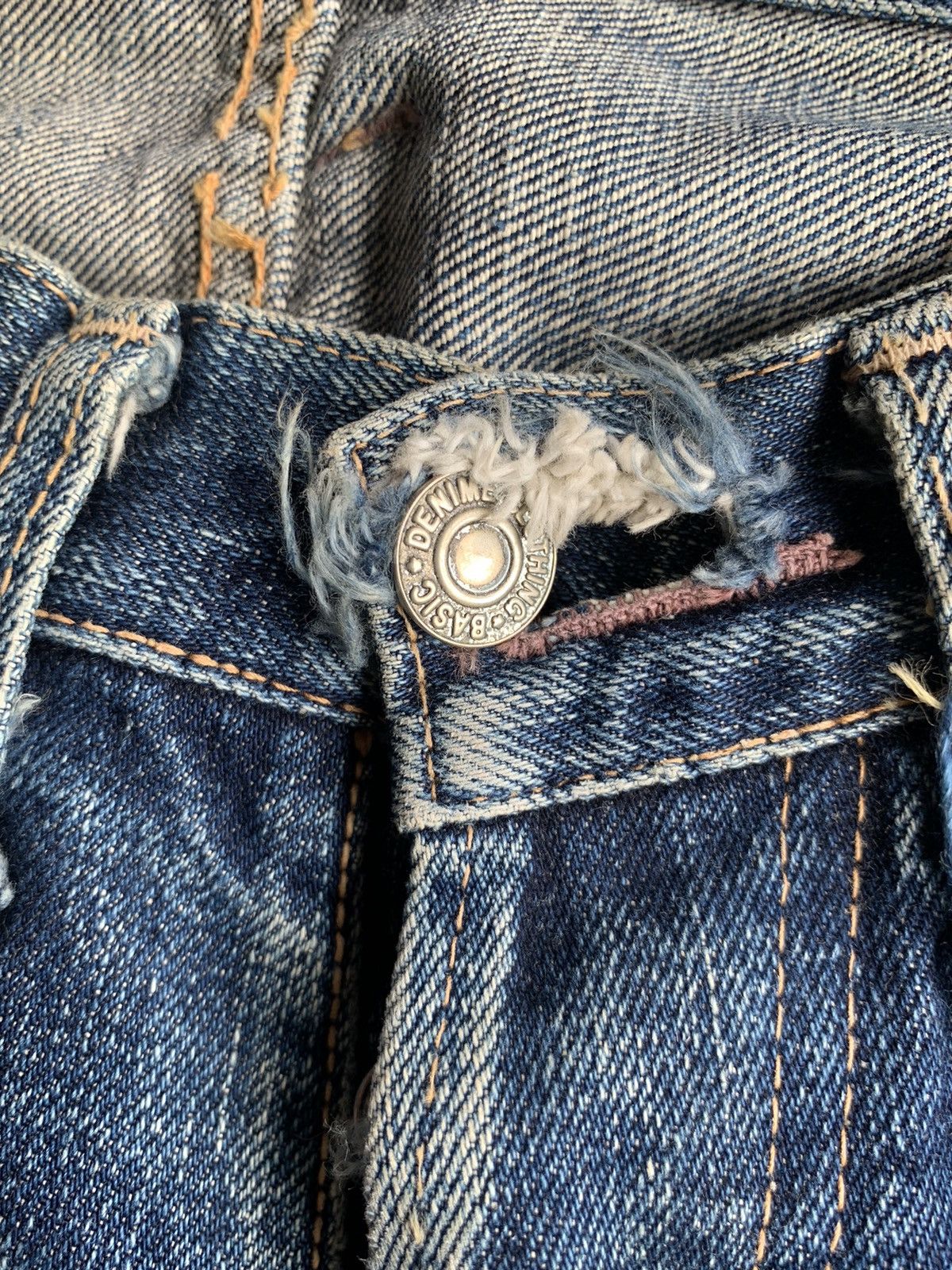 Denime × Japanese Brand VINTAGE DENIME BUTTON FLY SELVEDGE DISTRESSED DENIM JAPANESE Size US 29 - 10 Thumbnail