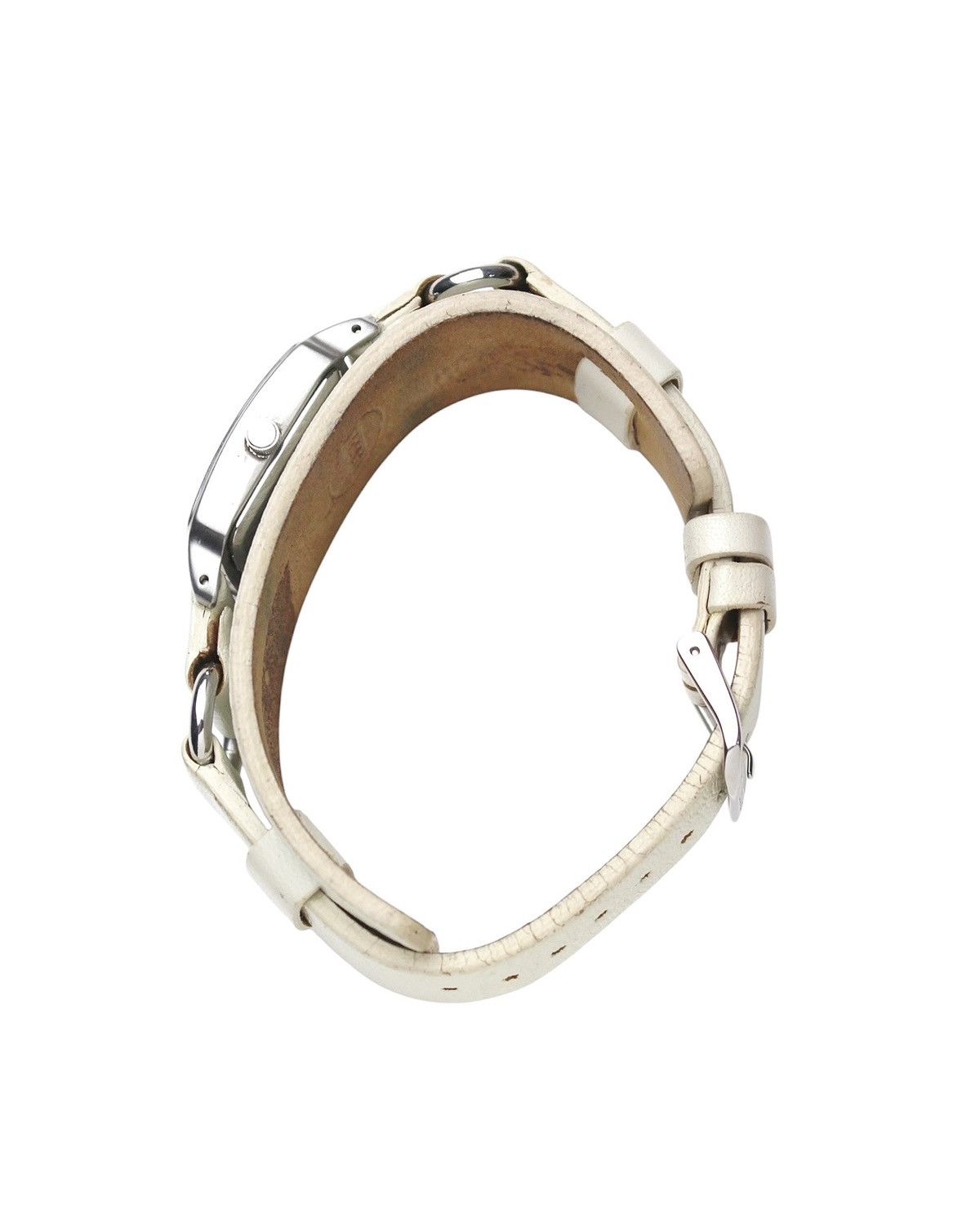 Vintage 2000S FOSSIL OFF-WHITE WIDE LEATHER BAND WATCH Size ONE SIZE - 6 Thumbnail