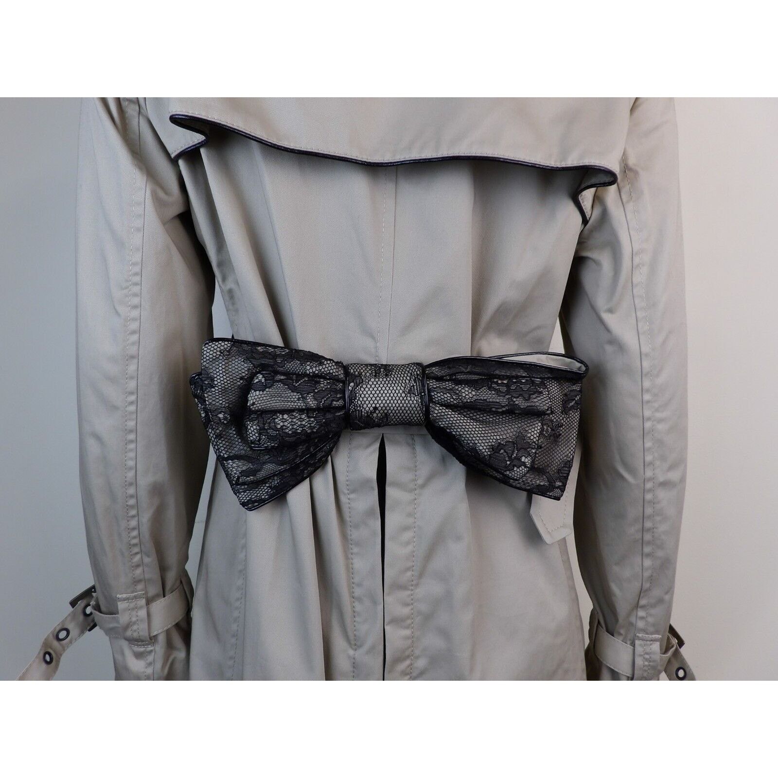 VALENTINO GRAY COTTON DOUBLE BREAST BOW COAT JACKET 42 $895