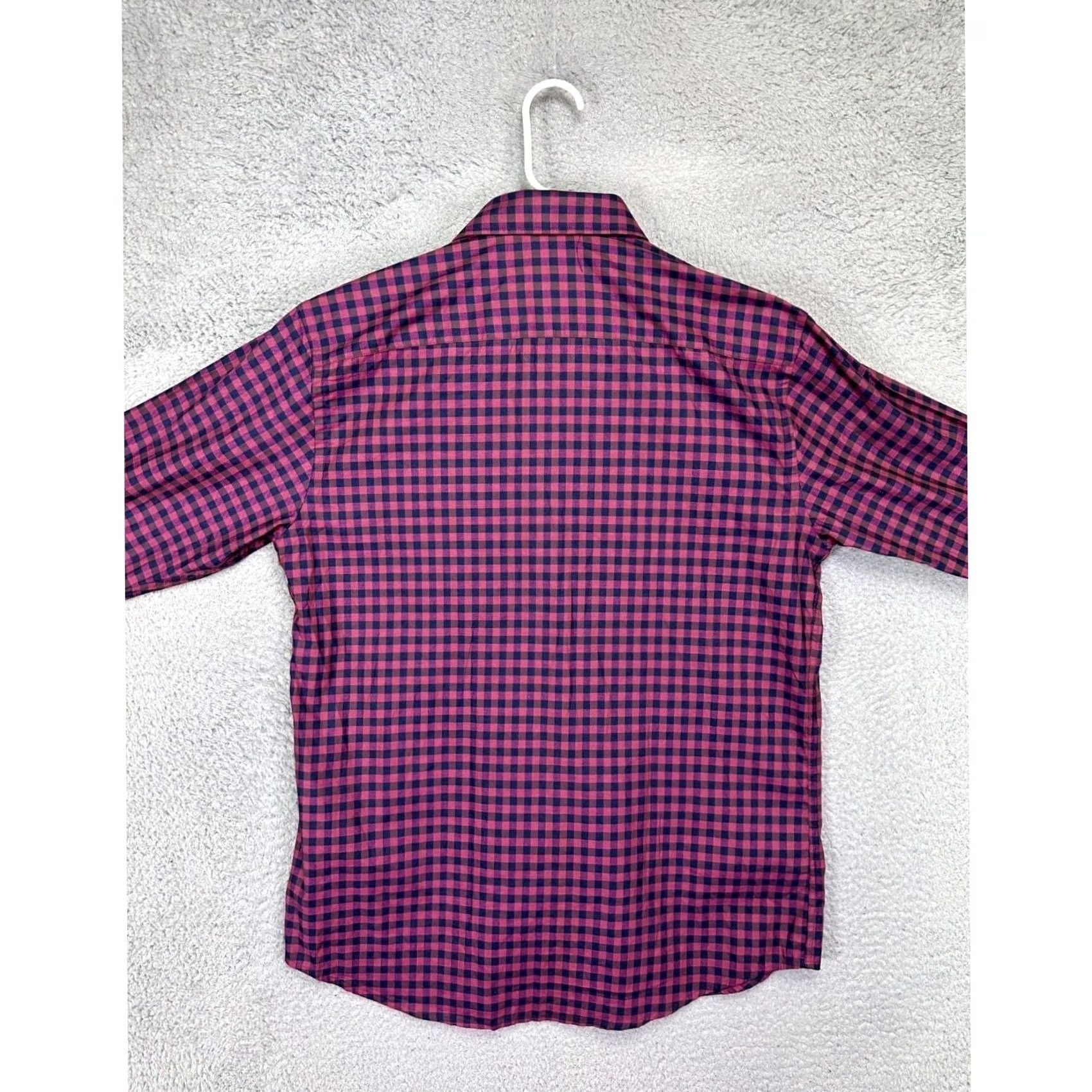 Vintage Park Avenue Shirt Mens Large 42 CM Maroon Gingham Plaid Slim Fit Button Up NEW Size US L / EU 52-54 / 3 - 2 Thumbnail