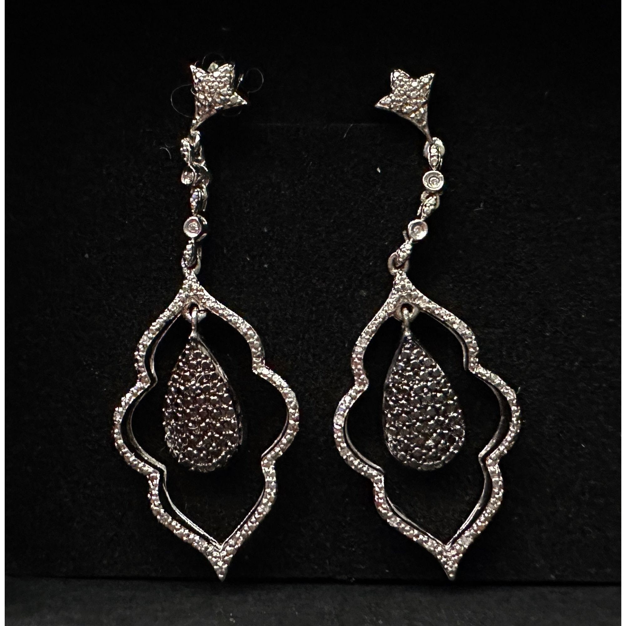 Other Black Diamond Cluster Leaf Dangle Earrings Size ONE SIZE - 15 Thumbnail