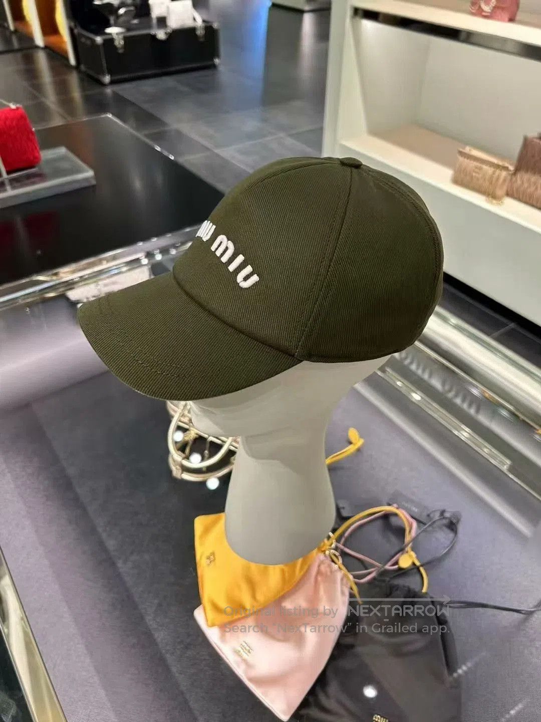 Miu Miu MIUMIU Olive Green Baseball Cap. Size ONE SIZE - 3 Thumbnail