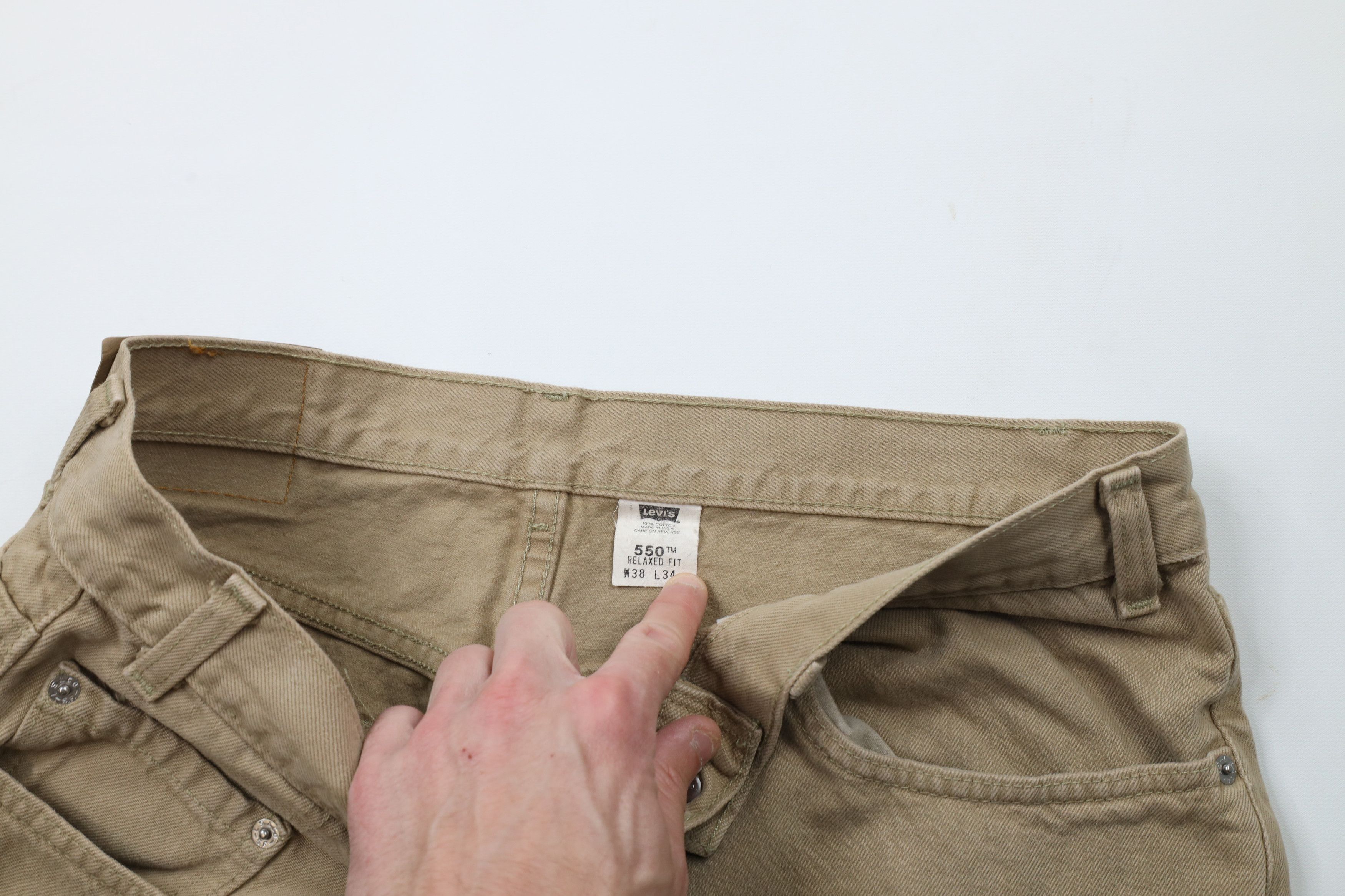 Levi's × Vintage Vintage 90s Levis 550 Relaxed Fit Denim Jeans Beige USA Size US 36 / EU 52 - 10 Thumbnail
