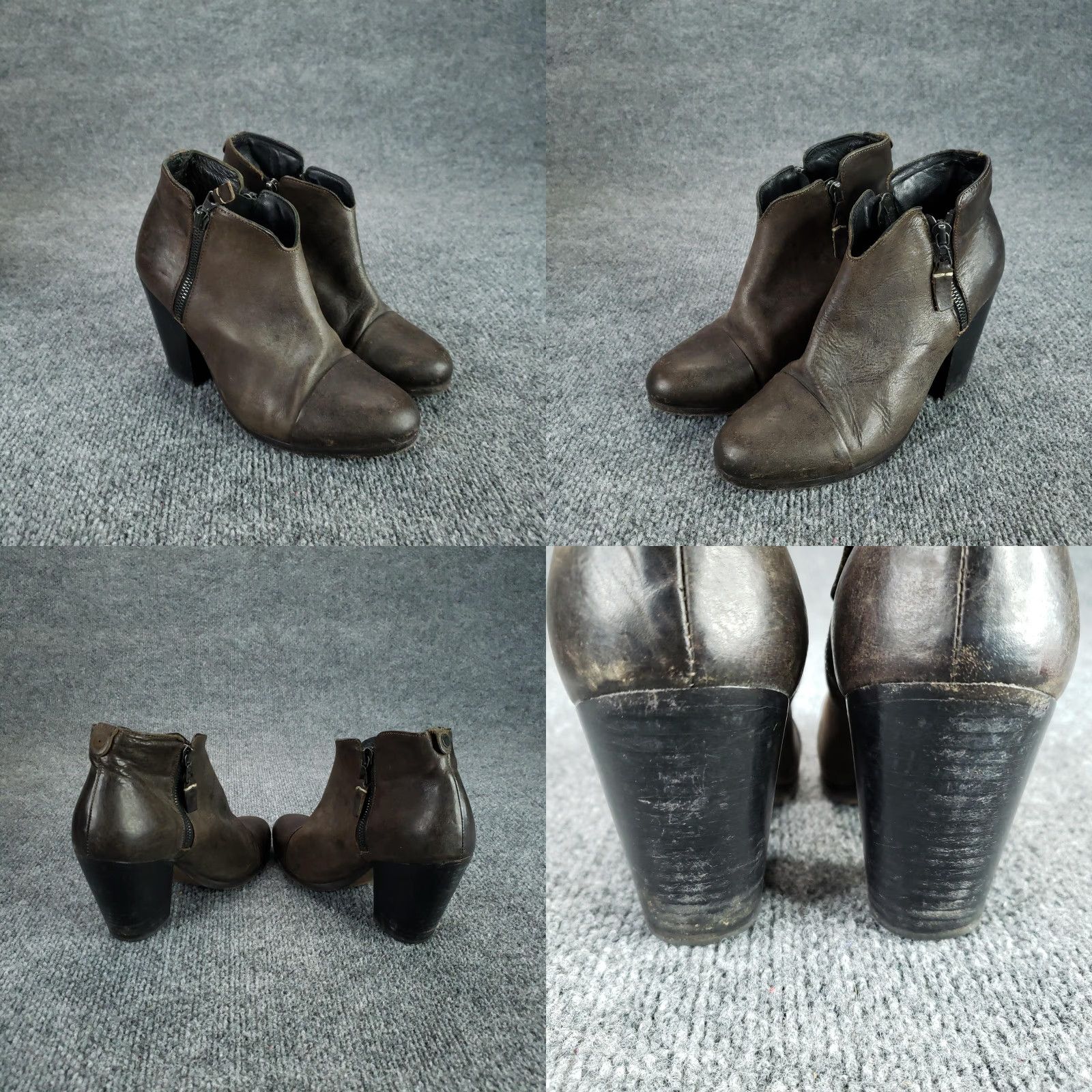 Rag & Bone Rag & bone Boots Womens Brown Leather Ankle Booties Side Zip Block Heel Size US 7 / IT 37 - 9 Thumbnail