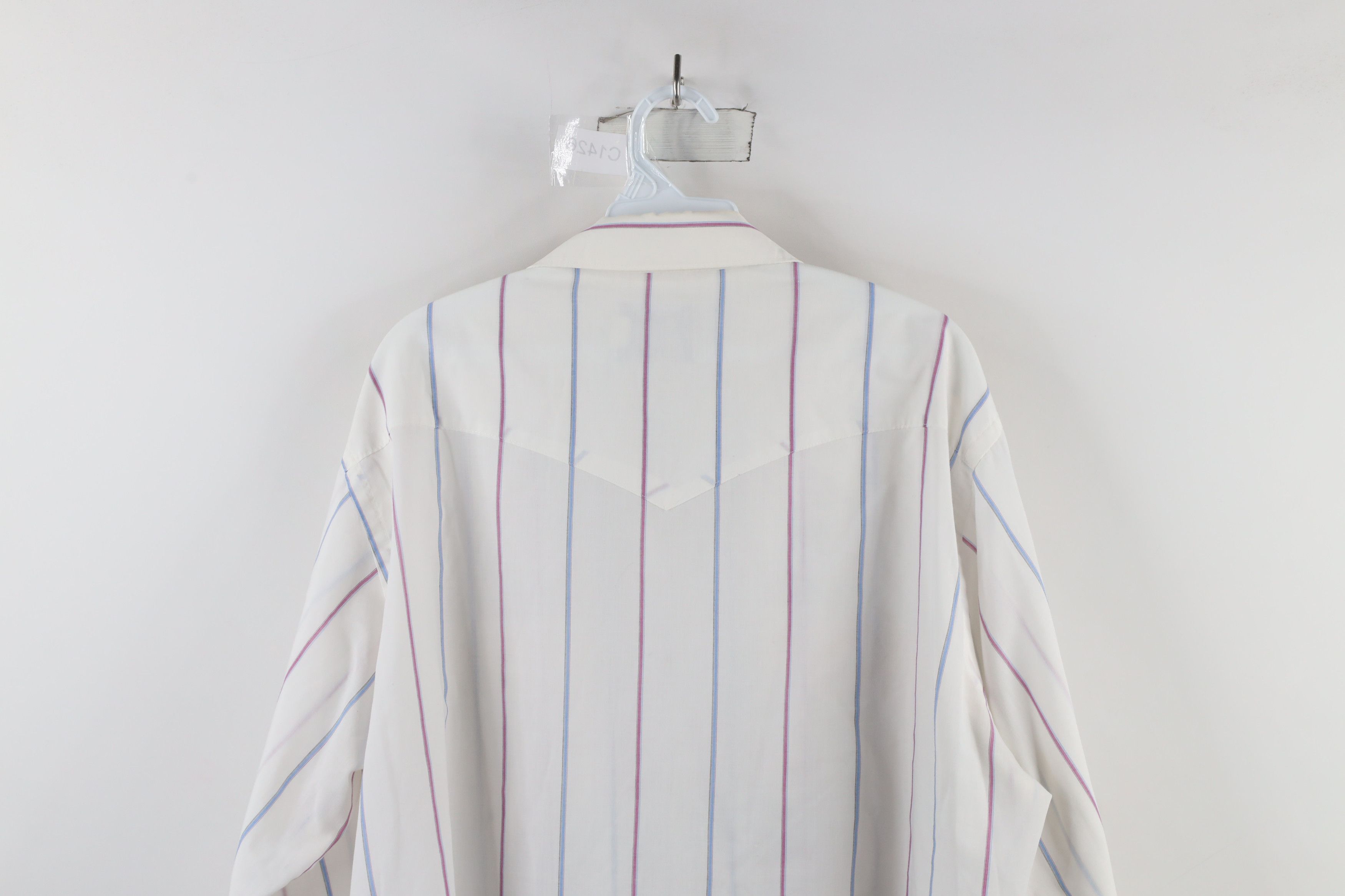 Vintage × Wrangler Vintage 90s Wrangler Sheer Striped Western Button Shirt USA Size US L / EU 52-54 / 3 - 13 Thumbnail