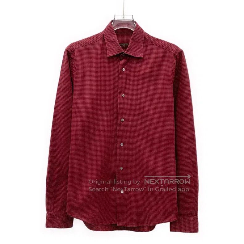 Louis Vuitton Red plaid cotton lapel single-breasted long-