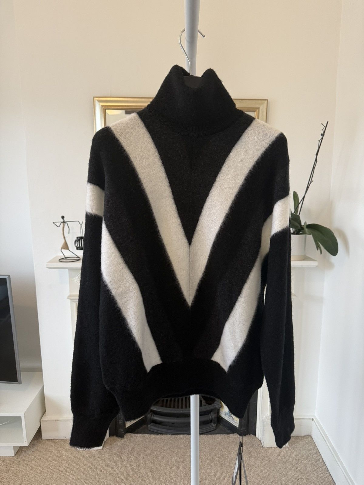 FW23 Saint Laurent Turtleneck Sweater in Chevron Wool