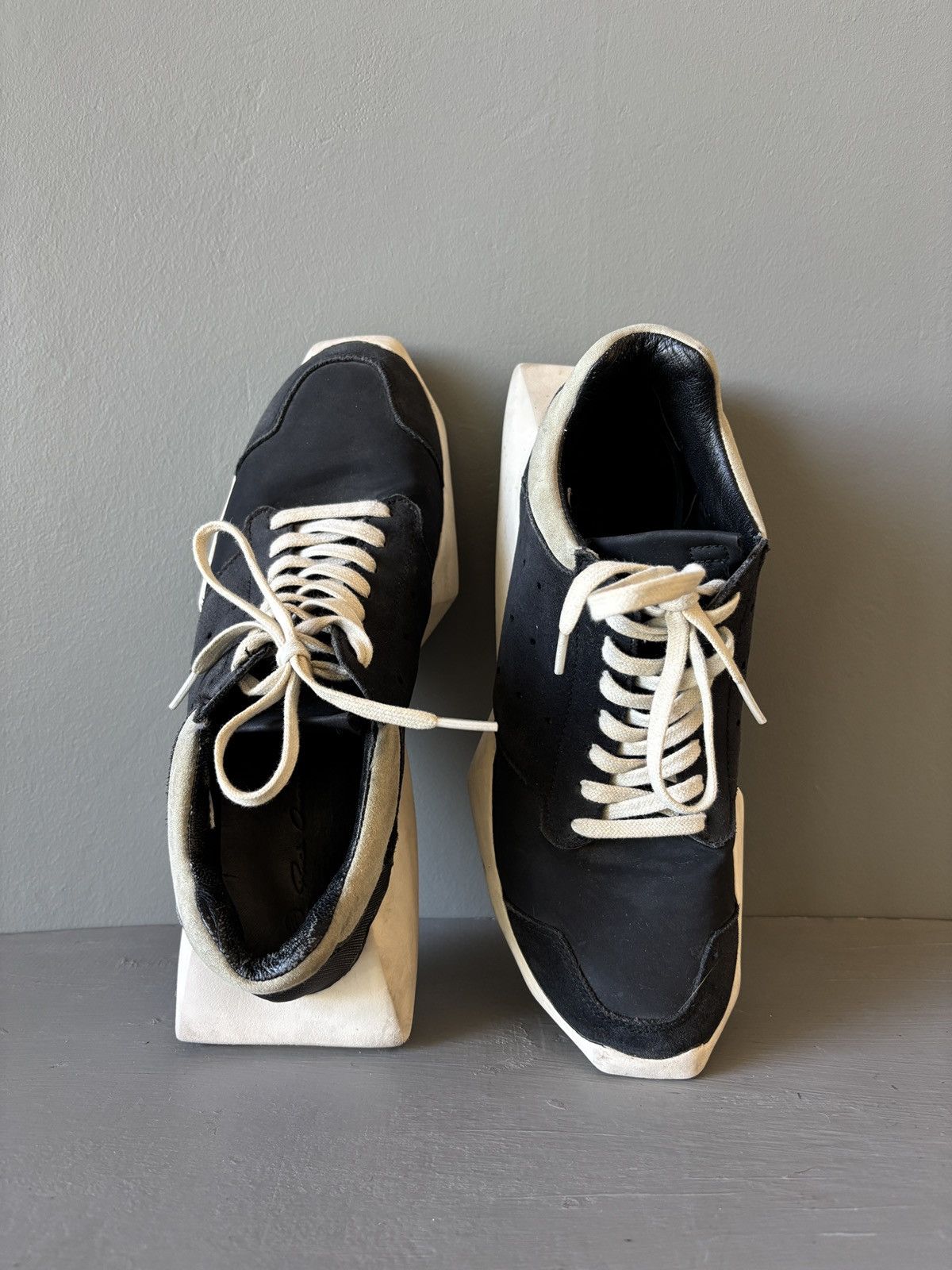 Adidas × Rick Owens Rick Owens x Adidas Tech Runner Shoes 7 Mens Black/White Size US 7 / EU 40 - 7 Thumbnail