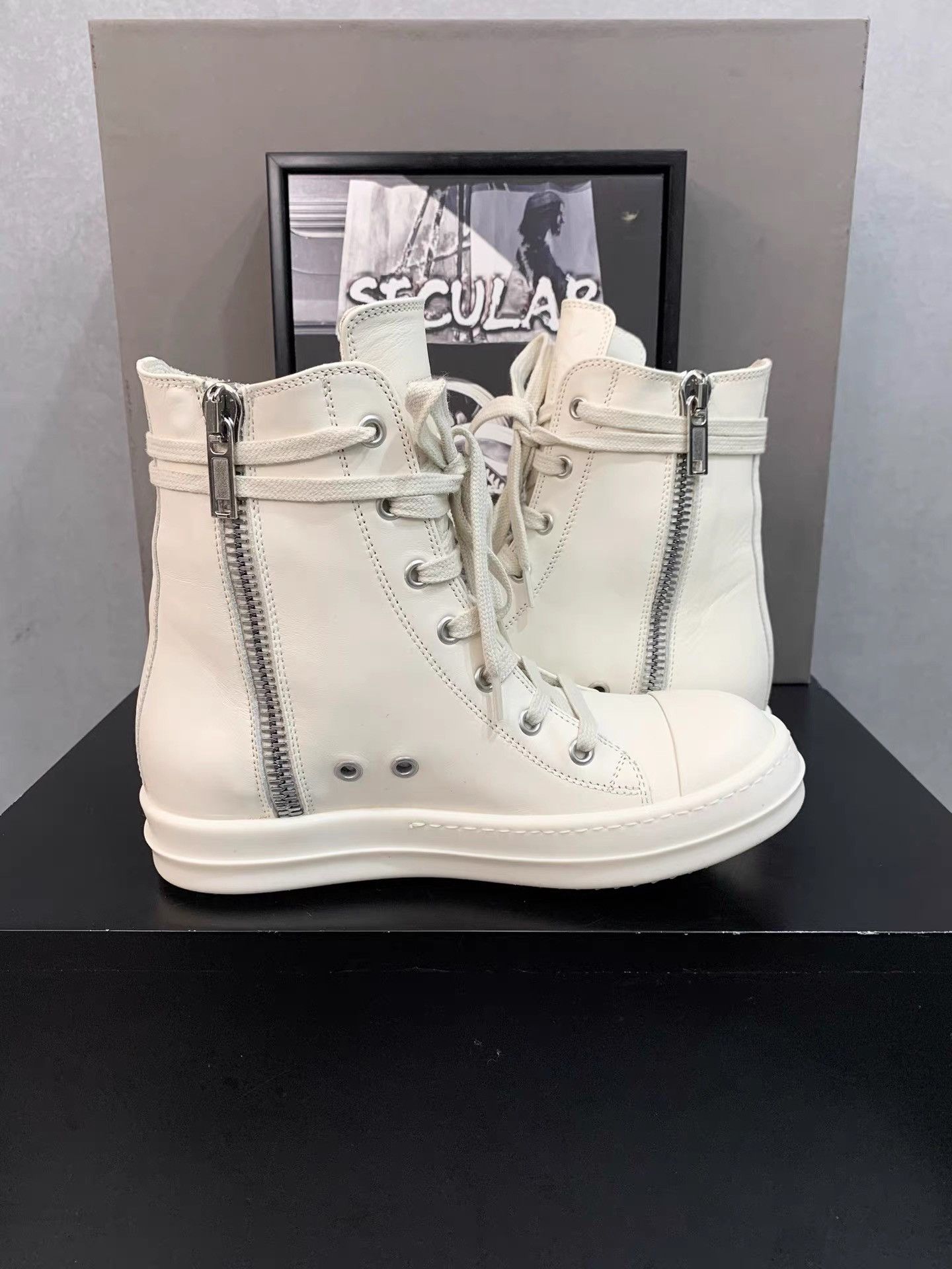 Rick Owens Rick Owens Milk White Leather High-Top Big Converse K34 Size US 5 / IT 35 - 5 Thumbnail
