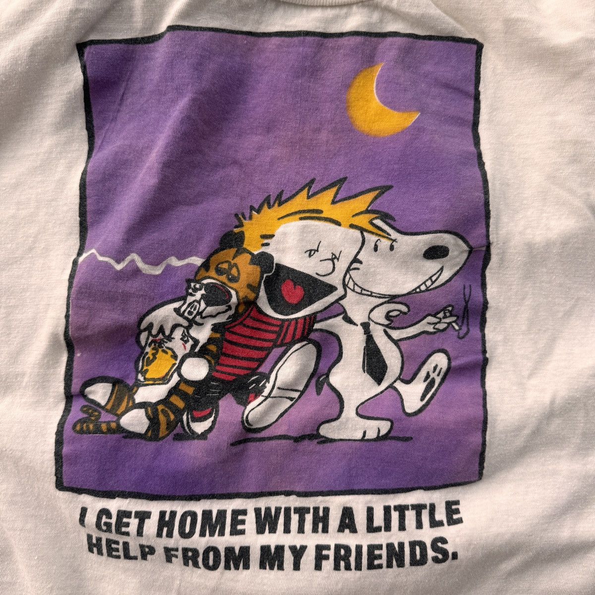 Vintage Vintage Calvin & Hobbes with Snoopy Parody T Shirt Size US XL / EU 56 / 4 - 2 Thumbnail