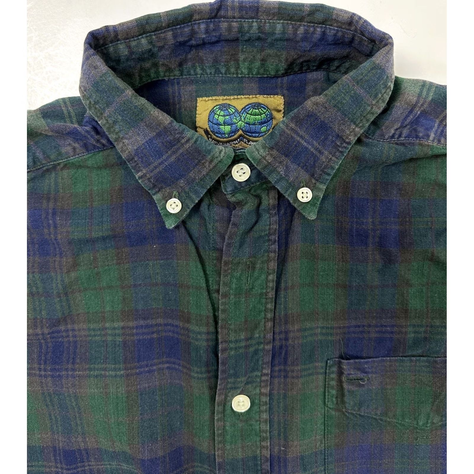 Vintage Vintage Native Habitat Planet Earth Shirt Men M Blue Plaid Button-Up Casual 90s Grunge Size US M / EU 48-50 / 2 - 3 Thumbnail