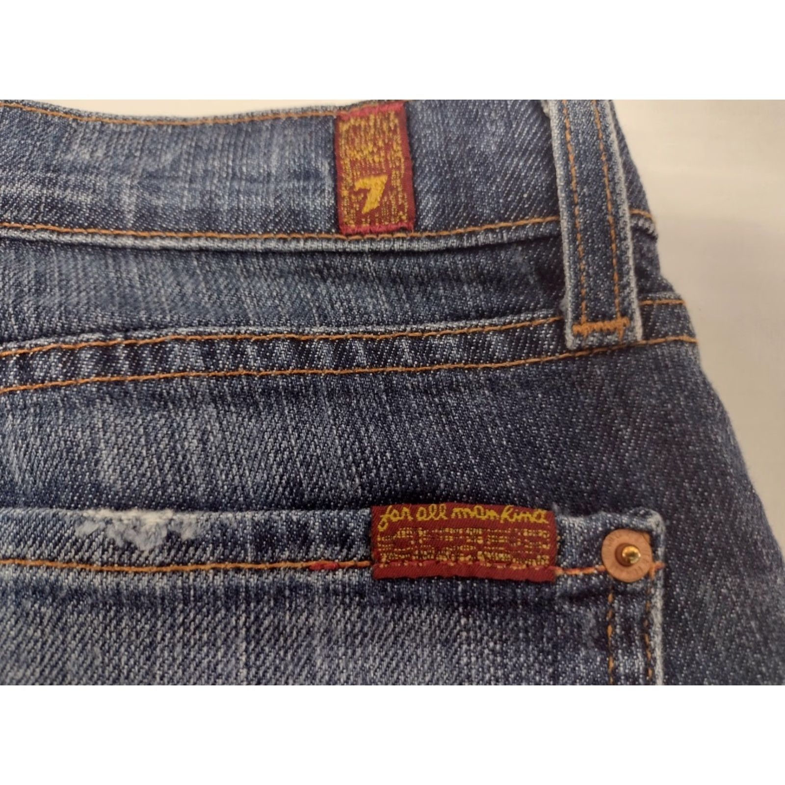 7 For All Mankind 7 For All Mankind Jeans Women's 27 Dark Distressed Bootcut Denim Cotton Lycra 33 Inseam Boots Cut Pockets Regular Rise 8 In #650 Size 27" / US 4 / IT 40 - 6 Thumbnail