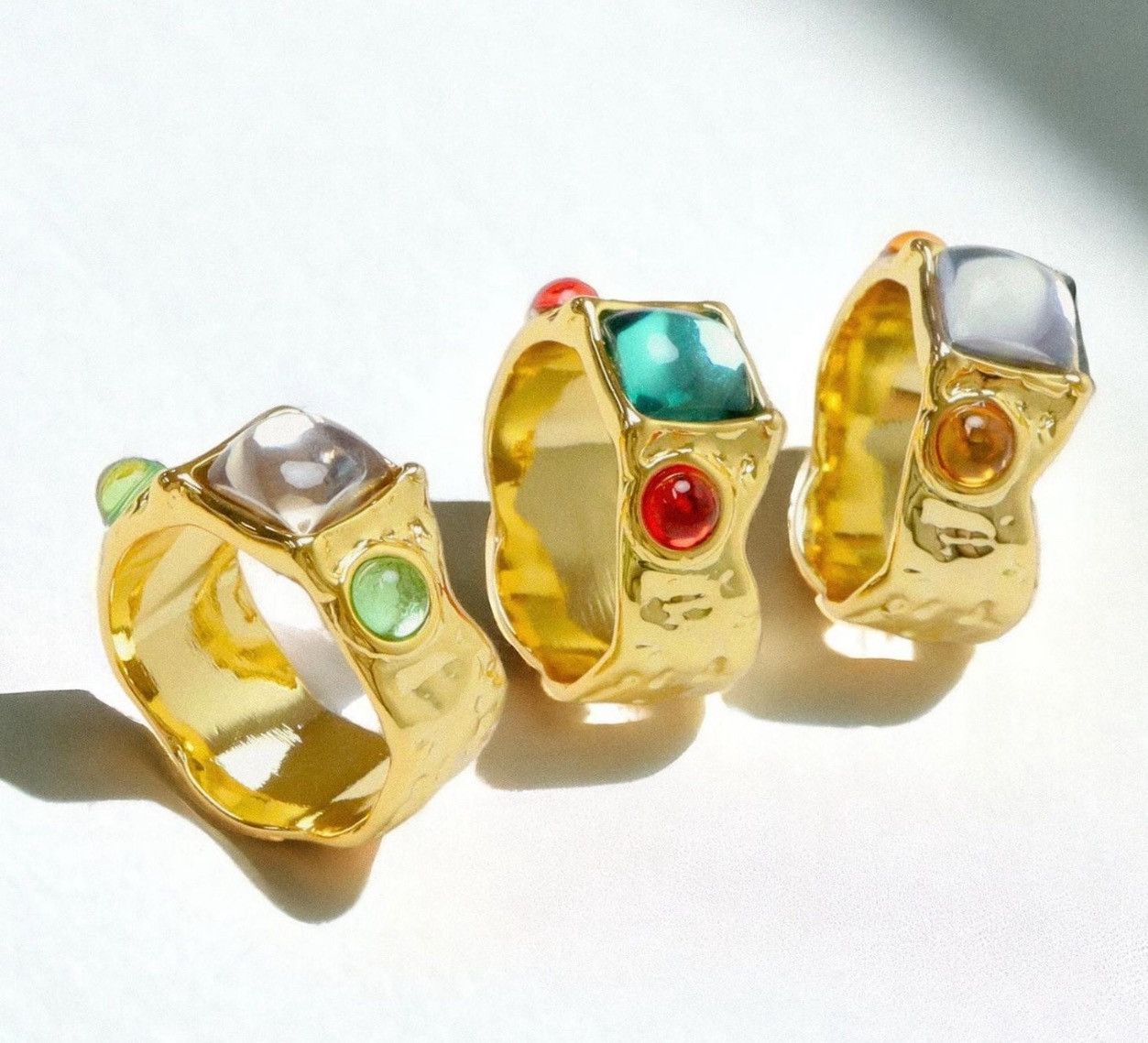 Jewelry Irregular Chunky Ring Gold, Boho Maximalistlist Ring Set Size ONE SIZE - 9 Thumbnail