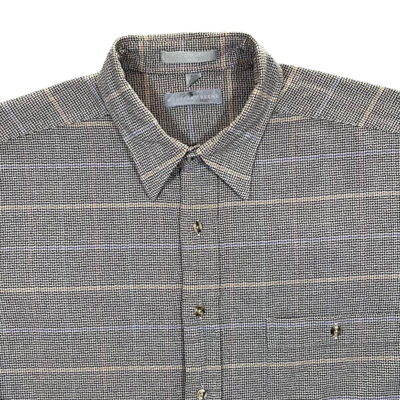 Geoffrey Beene VINTAGE Geoffrey Beene Houndstooth Check Long Sleeve Cotton Shirt XL Men Button-Up Size US XL / EU 56 / 4 - 2 Thumbnail