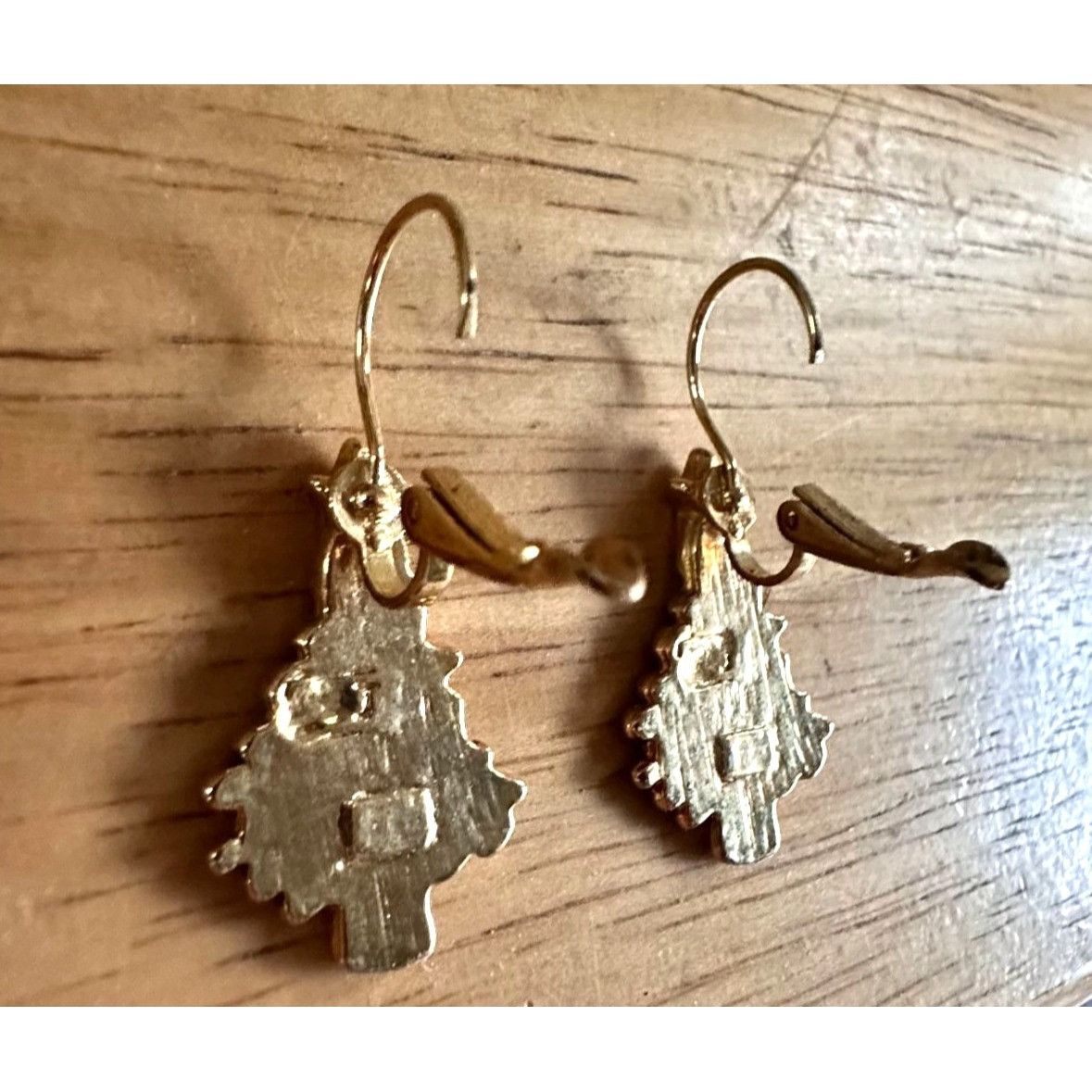 Handmade Vintage Christmas Tree Earrings Star Topper Gold Tone Eurowi Size ONE SIZE - 10 Thumbnail