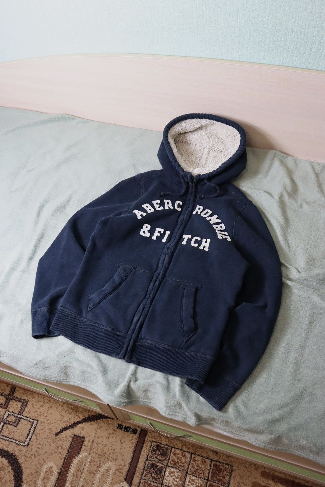 Abercrombie & Fitch Abercrombie & Fitch Vintage Navy Fur Fleece Hoodie y2k Crazy Size US M / EU 48-50 / 2 - 2 Thumbnail