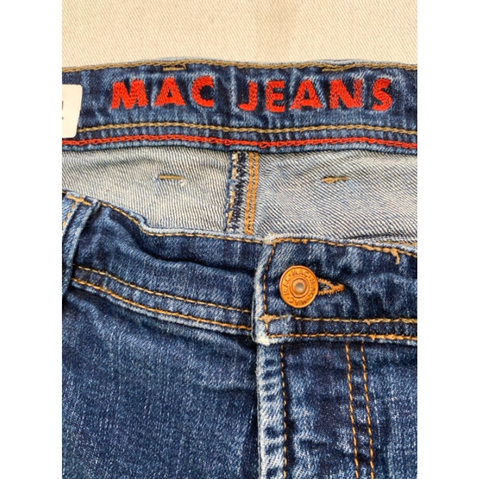 Vintage MAC Jeans Jeans Mens 42x32 Denim Blue 5-Pocket Stretch Straight High Rise 42 Men Size US 42 / EU 58 - 5 Thumbnail