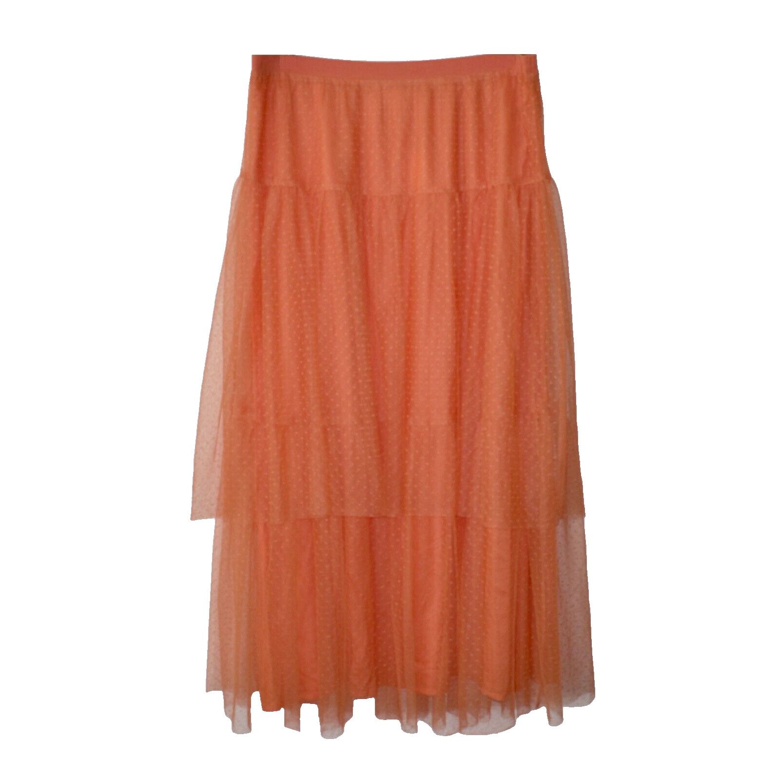 Anthropologie A8 NWT ANTHROPOLOGIE Evelyn Orange Mesh/Tulle Skirt XL $148 Size 35" - 1 Thumbnail