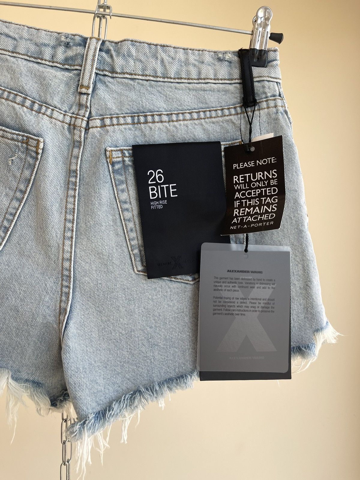 Alexander Wang Denim X Alexander Wang High Rise Fitted Bite Bleach Shorts Size 26" / US 2 / IT 38 - 8 Thumbnail