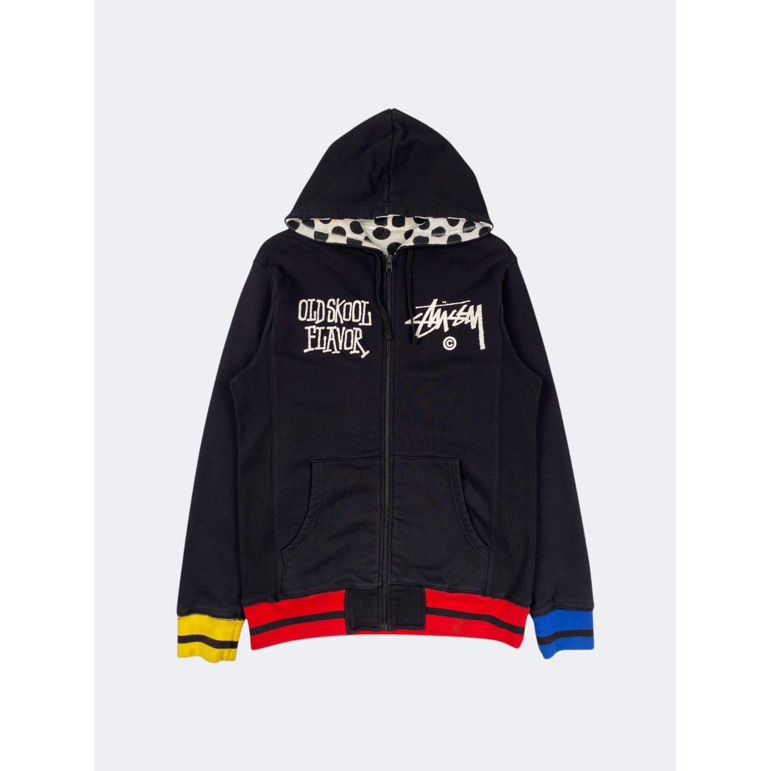 トップス 00s old stussy design hoodie Stussy 00s Vintage Stussy Polka Dot Print Zip Up Hoodie