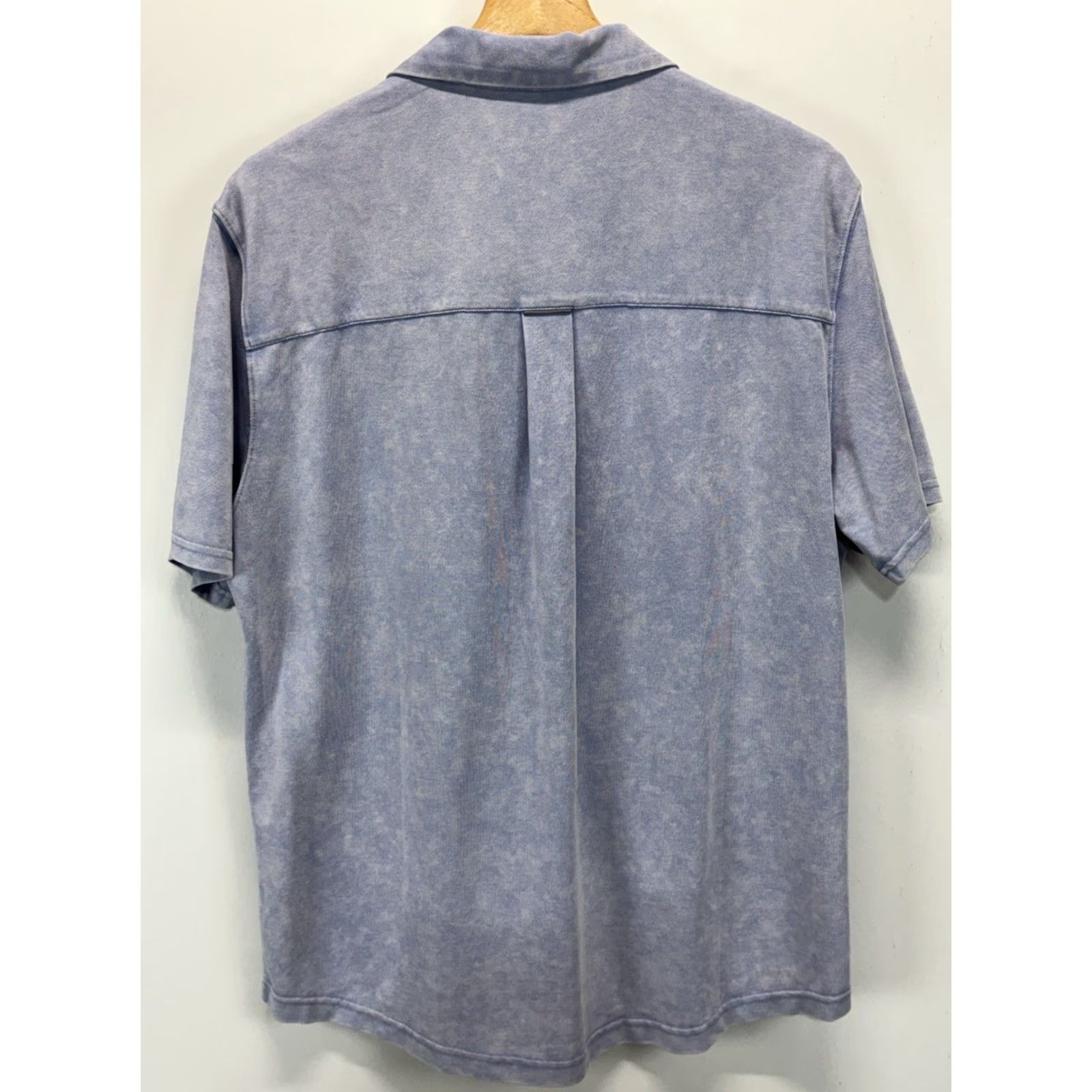Fabletics Fabletics The Dash Button-Up Men’s Short Sleeve XL Blue Cotton Blend Polyester Knit Breathable Regular Casual, Travel Stone Wash Look Size US 36 / EU 52 - 3 Thumbnail