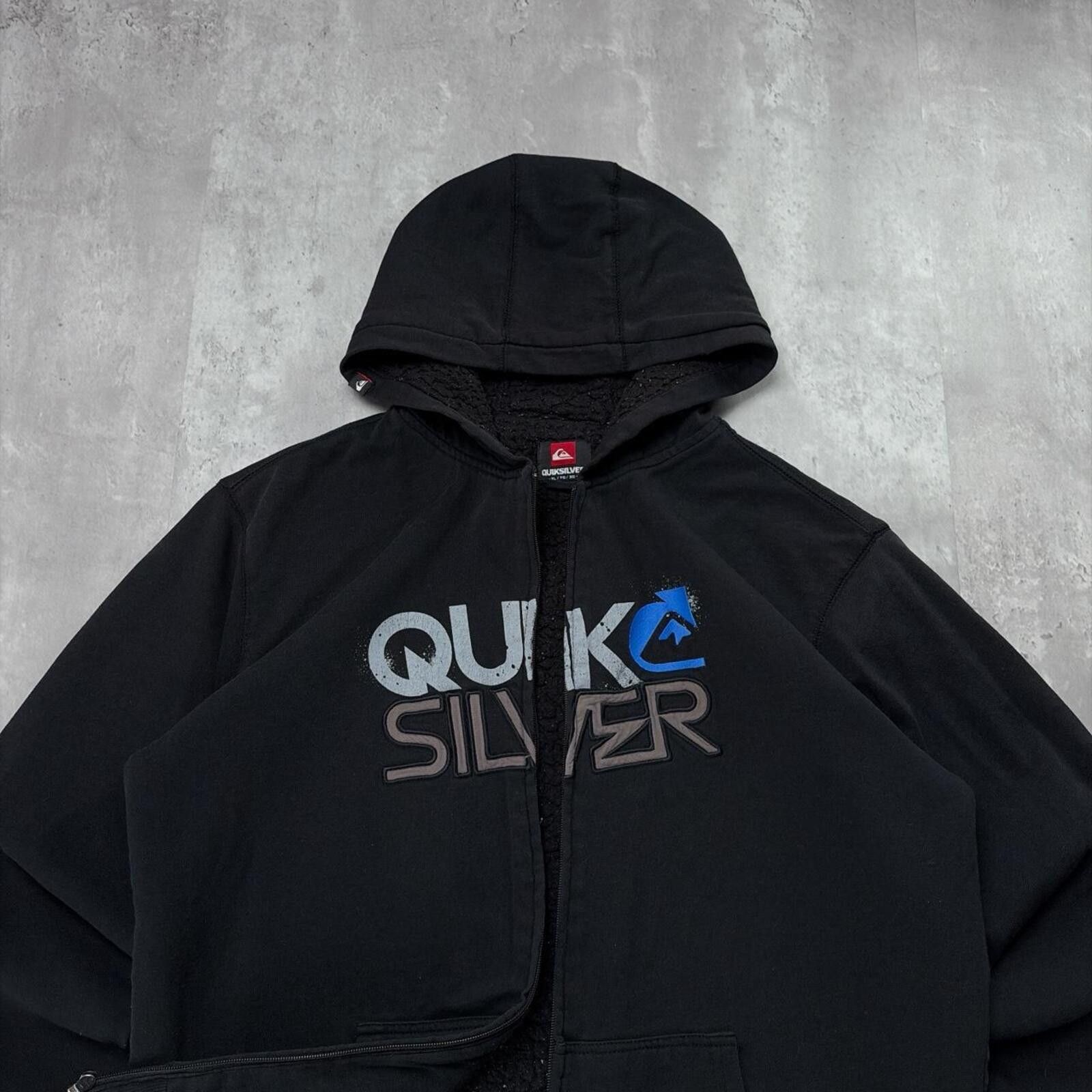 Quiksilver Y2K Quiksilver Grunge Baggy Surf Sherpa Lined Zip Up Hoodie Size US XL / EU 56 / 4 - 3 Thumbnail