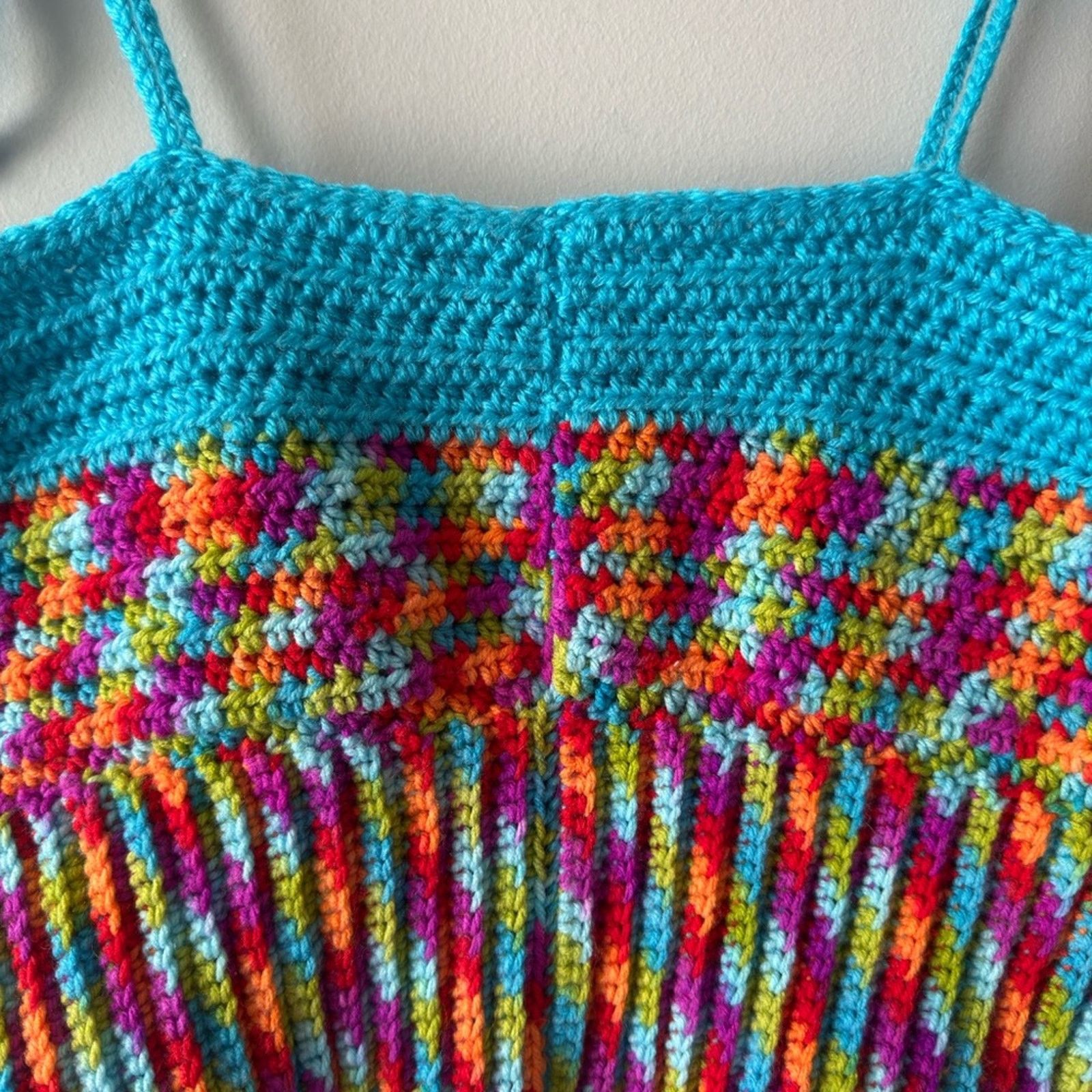 Handmade Handmade Crochet Adjustable Tie Strap Crop Top 100% Recycled Size L / US 10 / IT 46 - 8 Thumbnail
