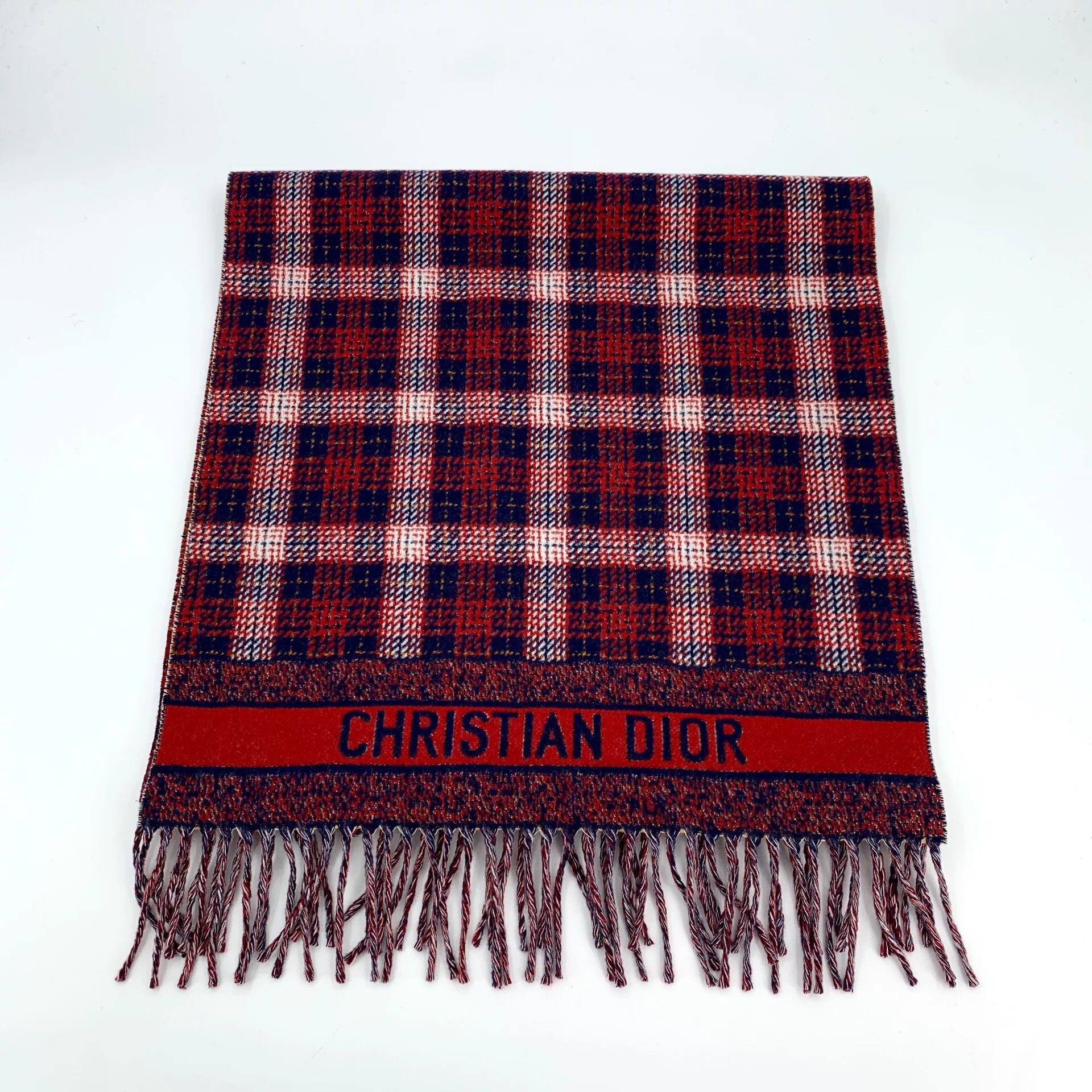 Dior Dior Wool Plaid Red Scarf XS Men Size ONE SIZE - 1 Thumbnail