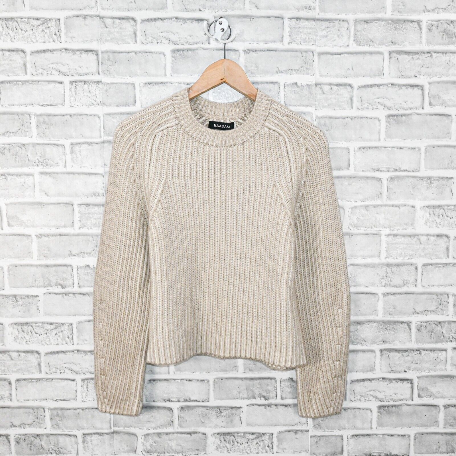 NAADAM NAADAM Women's Cashmiro Ribbed Crewneck Sweater in Oatmeal Size S / US 4 / IT 40 - 2 Thumbnail