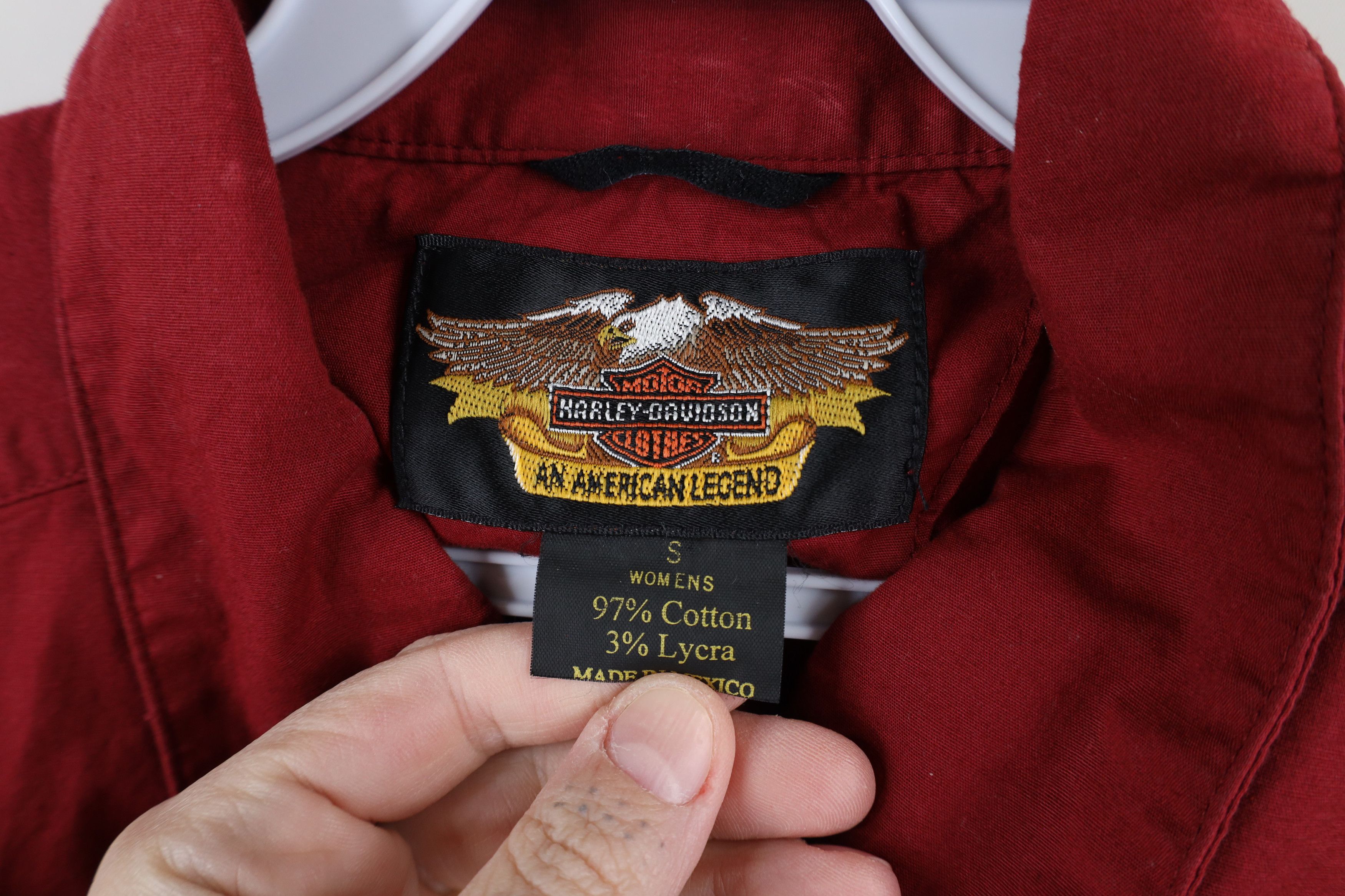 Harley Davidson × Vintage Vintage Harley Davidson Spell Out Collared Button Shirt Red Size S / US 4 / IT 40 - 6 Thumbnail