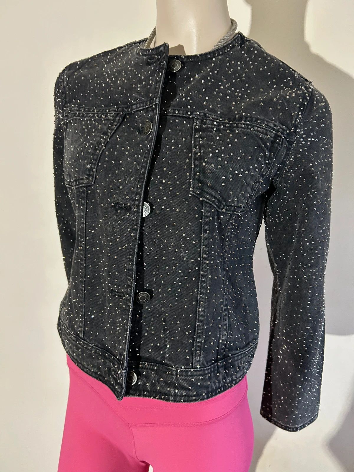 Zara Zara Black Studded Denim Jacket Size XXL / US 16-18 / IT 52-54 - 1 Thumbnail