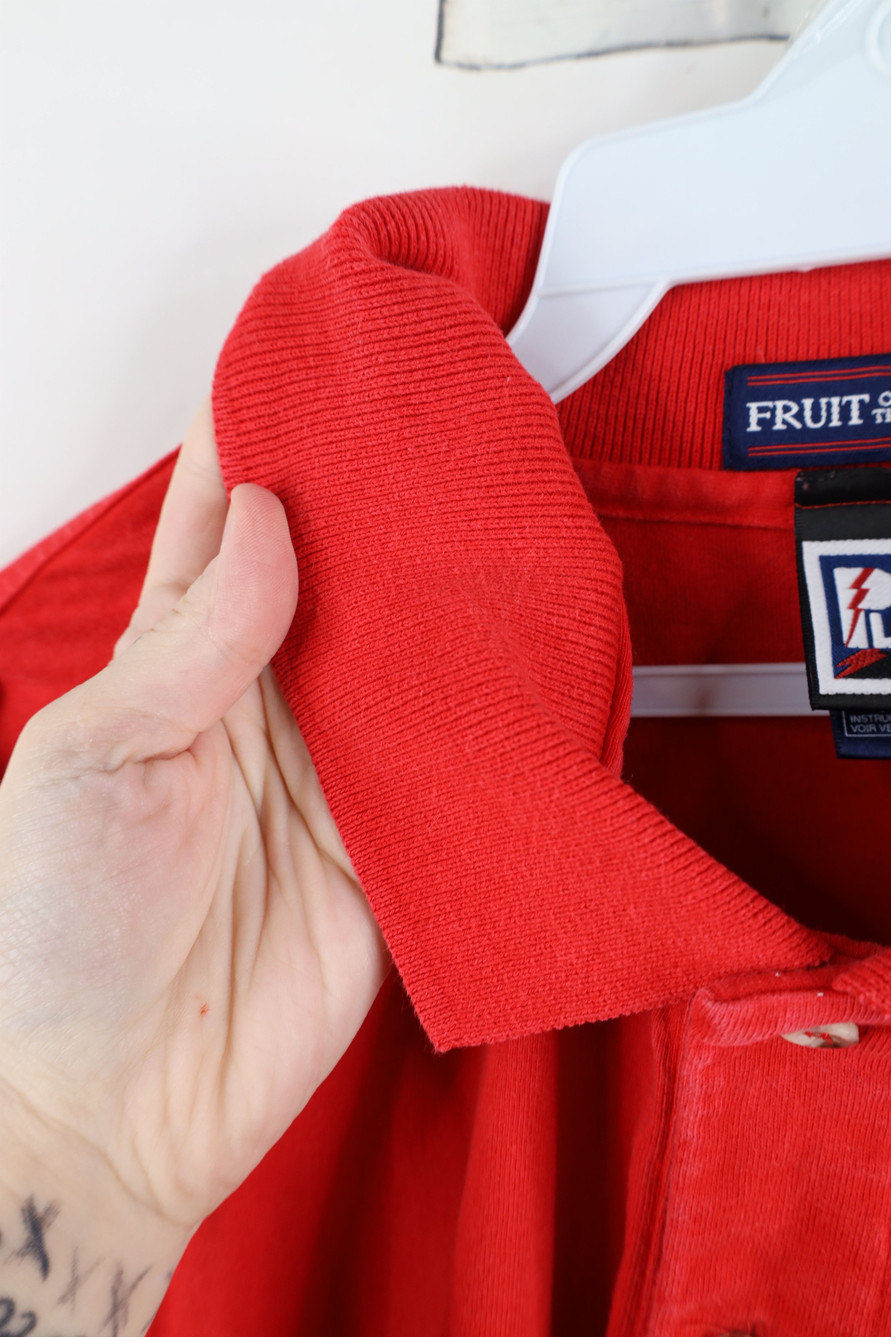 Vintage Vintage 90s Heavyweight Red Wings Hockey Long Sleeve Polo Size US XL / EU 56 / 4 - 12 Thumbnail