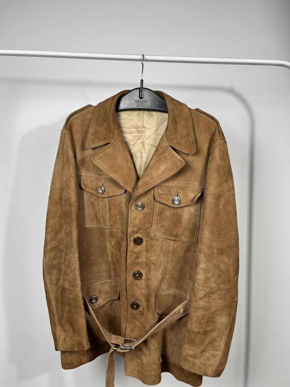 Leather Vintage Suede Leather Jacket Men’s Brown Belted Size US M / EU 48-50 / 2 - 2 Thumbnail