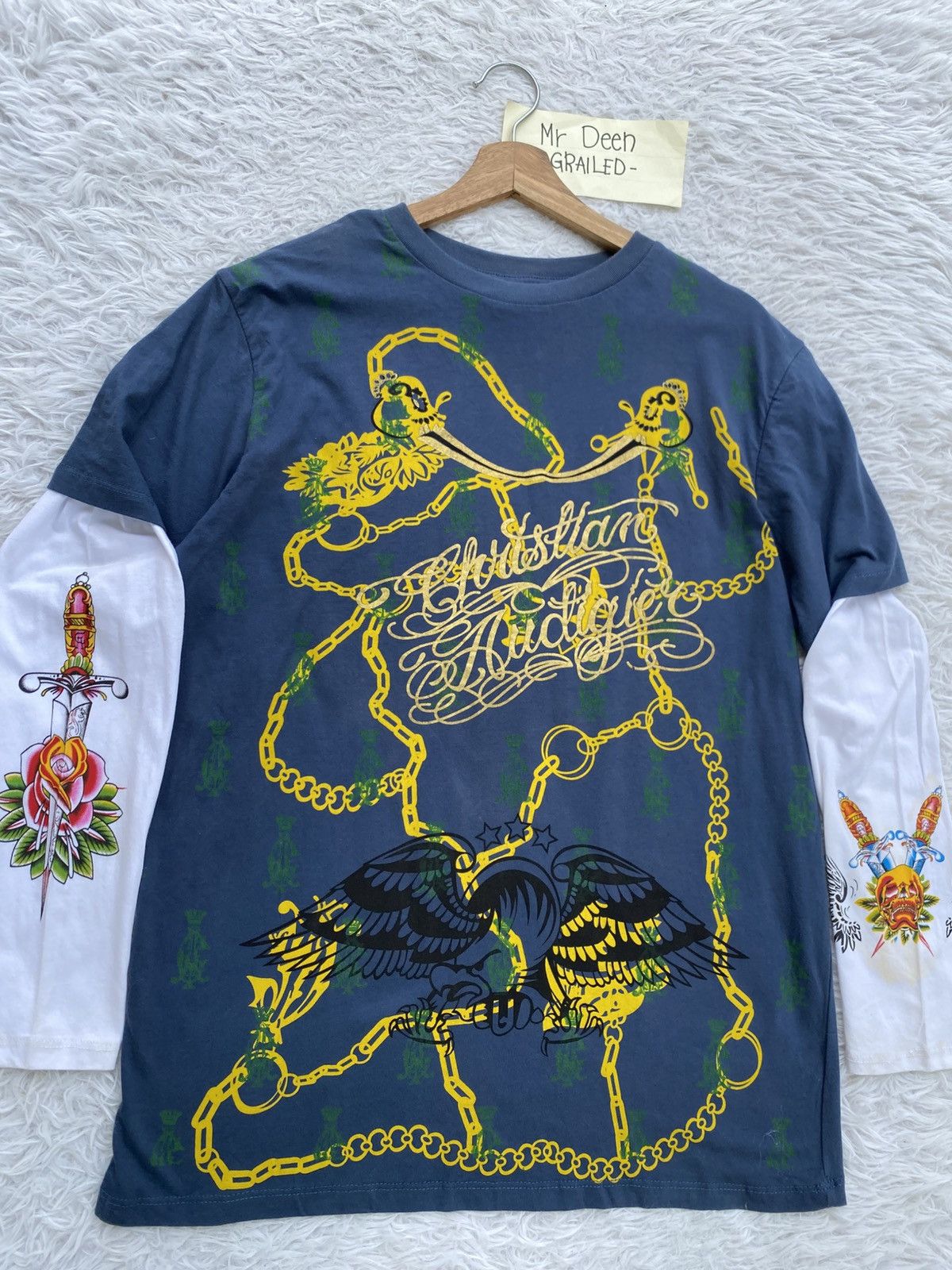 Christian Audigier Christian Audigier Men's M Long Sleeve Graphic Skull Tee Size US M / EU 48-50 / 2 - 8 Thumbnail