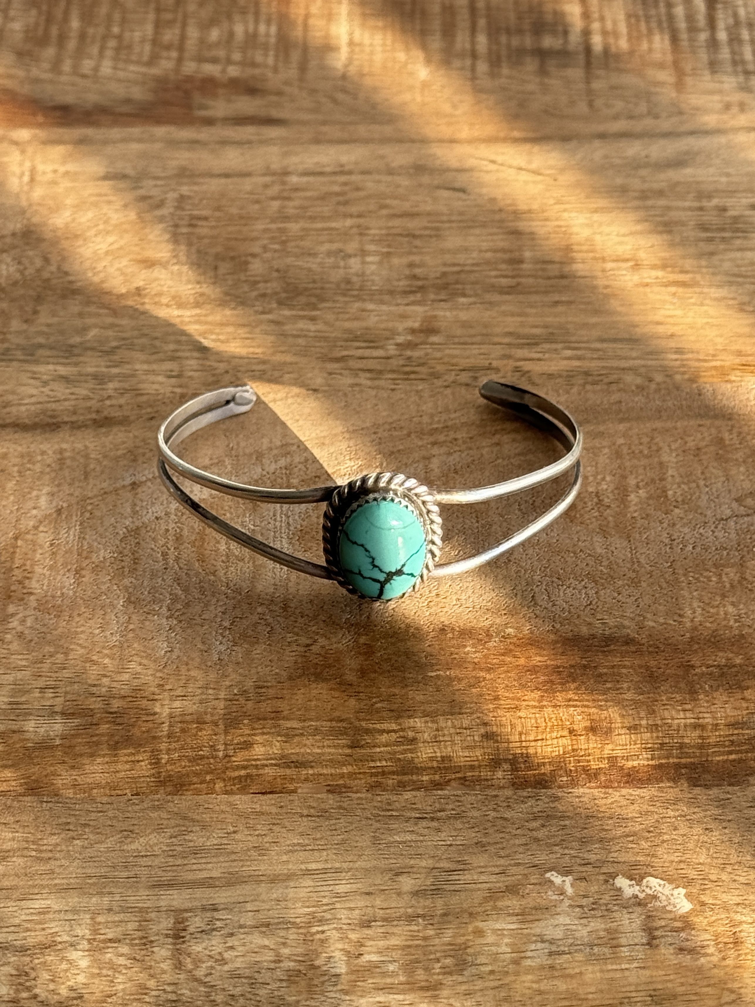 Vintage Vintage Sterling Silver Navajo Turquoise Cuff Bracelet Size ONE SIZE - 1 Thumbnail
